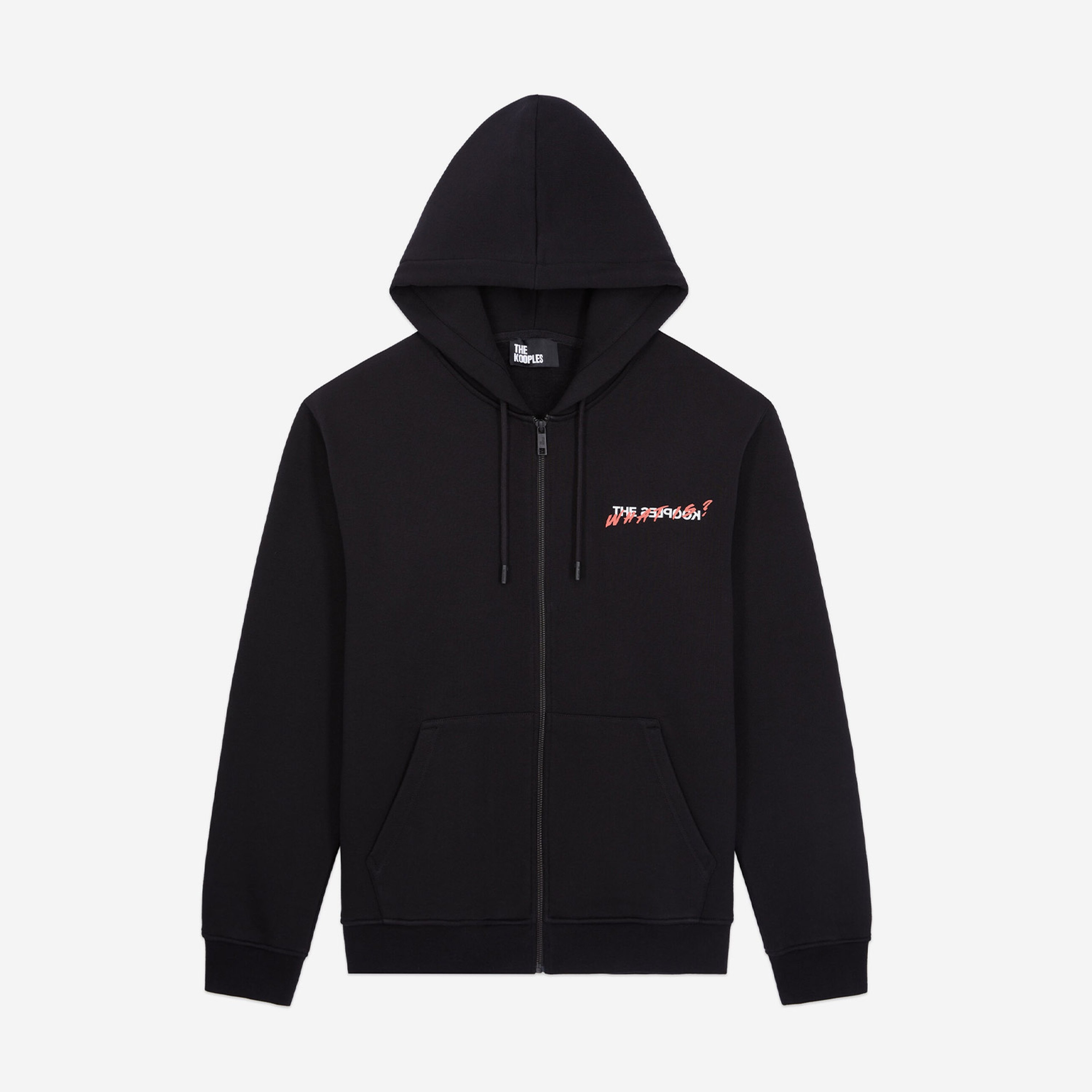 ERKEK BASKILI FERMUARLI SİYAH SWEATSHIRT