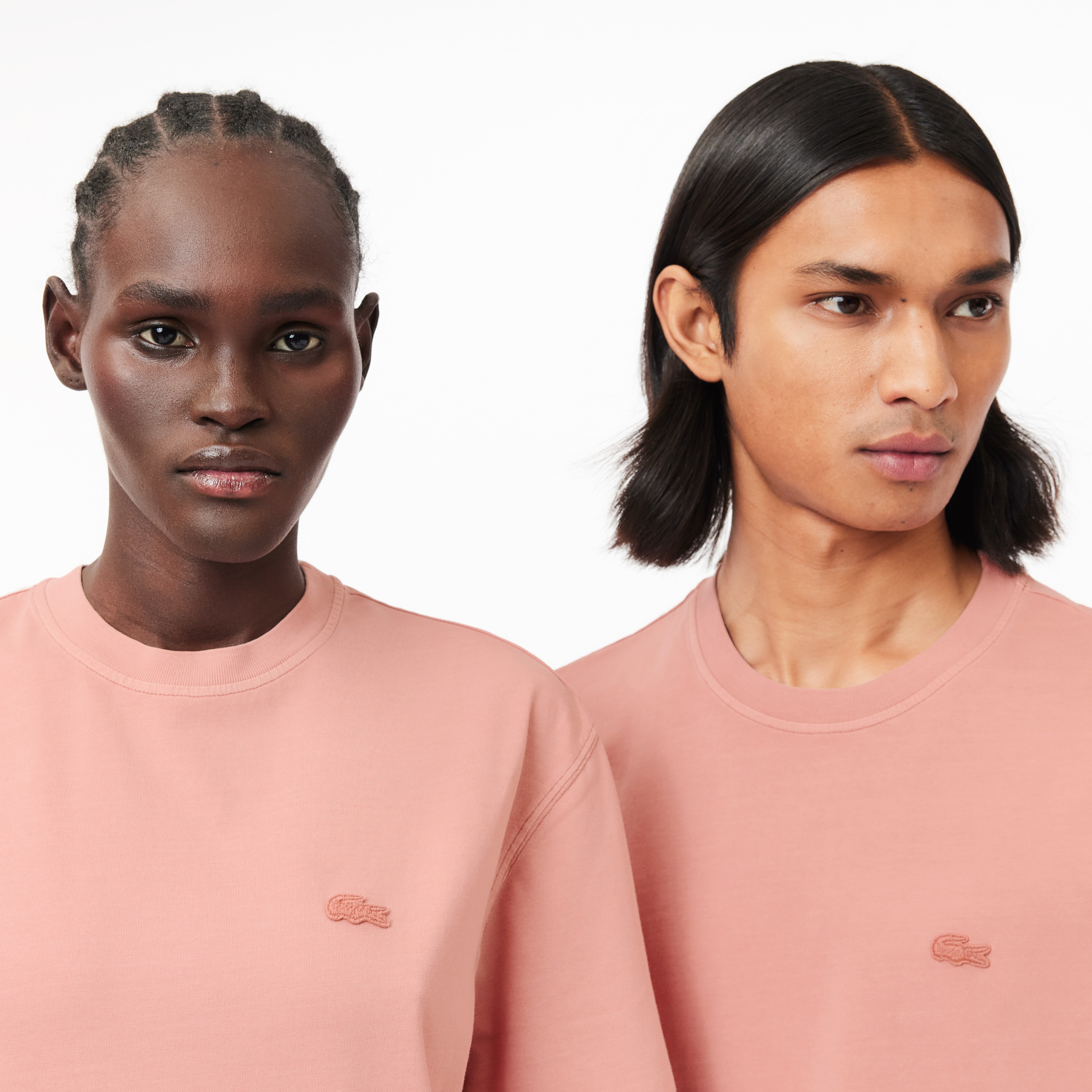 Unisex Classic Fit Bisiklet Yaka Pembe T-Shirt