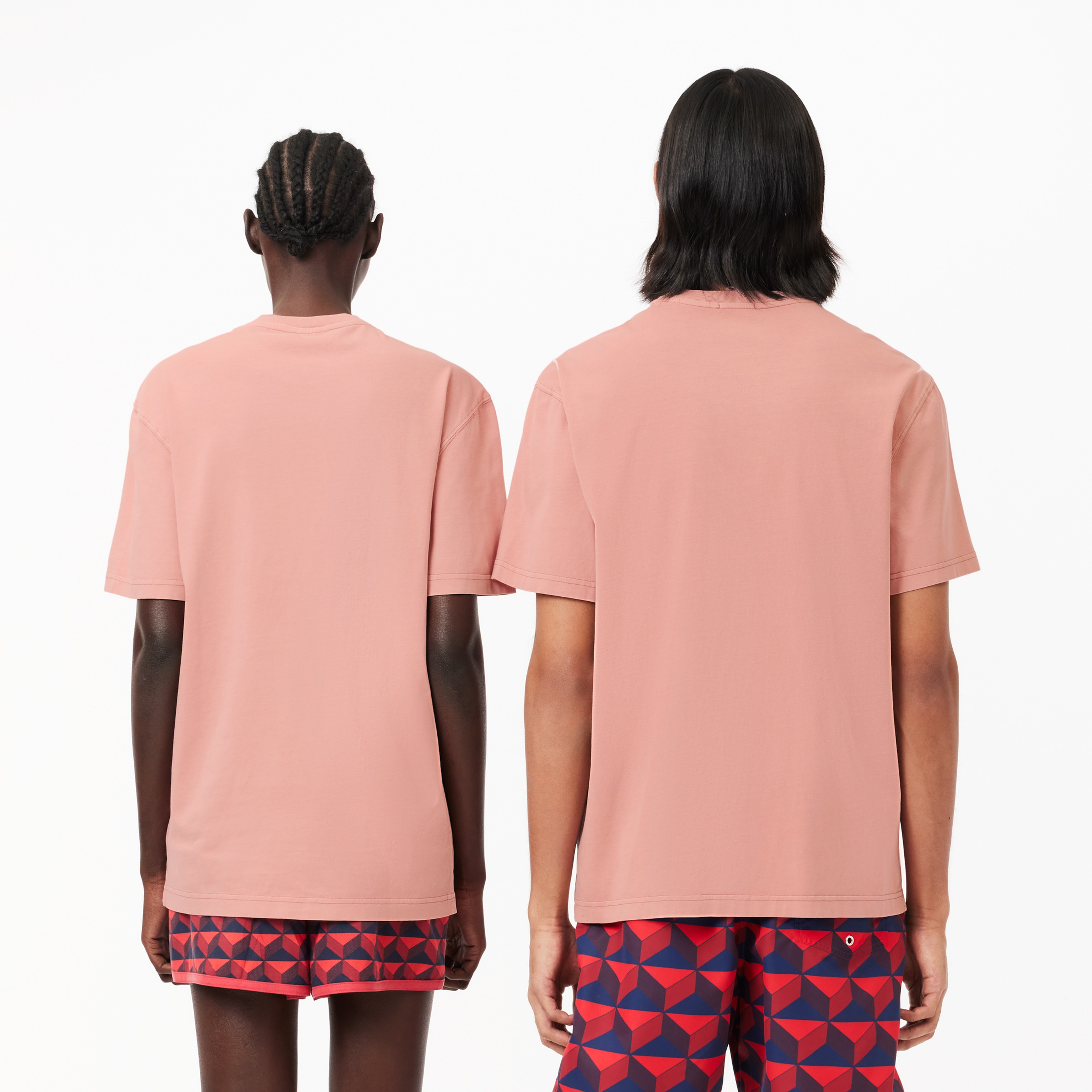 Unisex Classic Fit Bisiklet Yaka Pembe T-Shirt