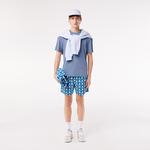 Unisex Classic Fit Bisiklet Yaka Mavi T-Shirt