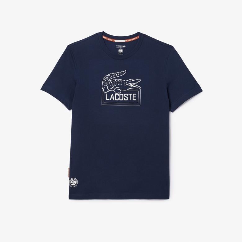 Roland Garros Unisex Regular Fit Bisiklet Yaka Baskılı Lacivert T-Shirt