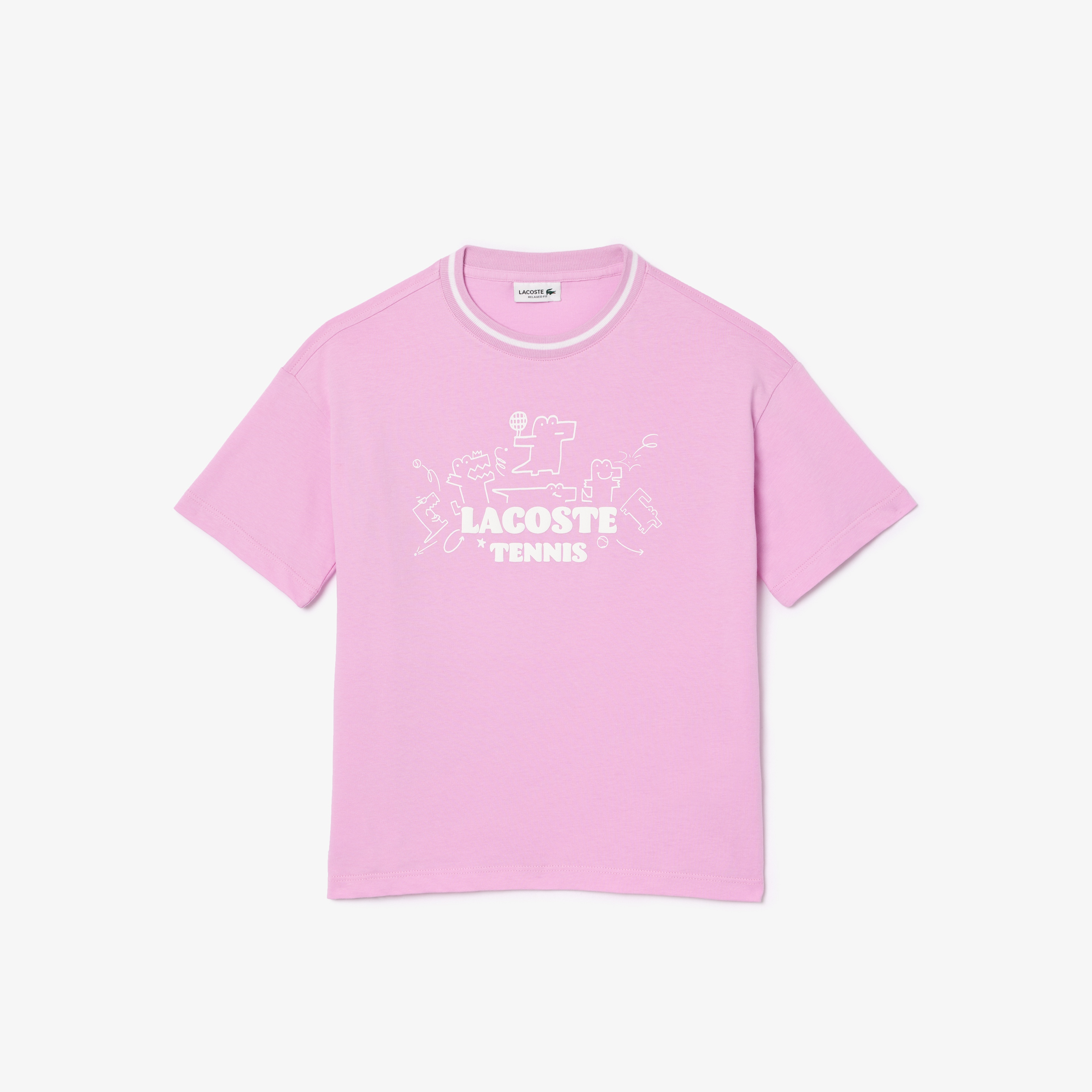 Çocuk Bisiklet Yaka Baskılı Pembe T-Shirt