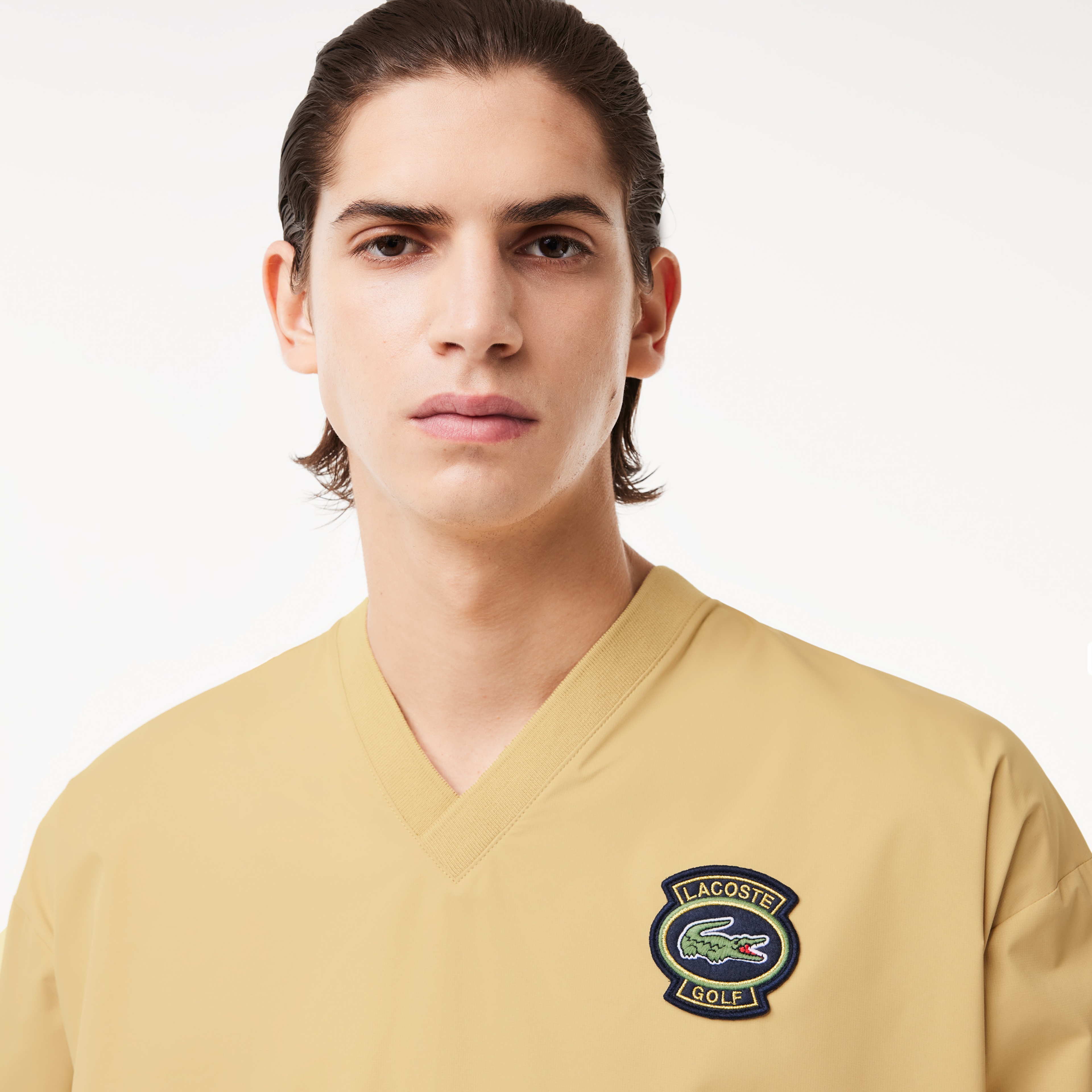 Erkek Loose Fit V Yaka Sarı Sweatshirt