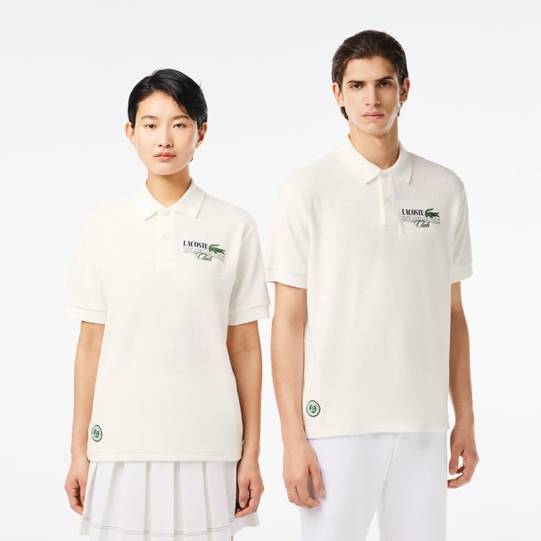 Roland Garros Unisex Relaxed Fit Beyaz Polo