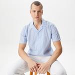 Nautica Erkek Mavi Classic Fit Kısa Kollu Çizgili Gömlek