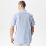 Nautica Erkek Mavi Classic Fit Kısa Kollu Çizgili Gömlek