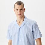 Nautica Erkek Mavi Classic Fit Kısa Kollu Çizgili Gömlek