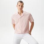 Nautica Erkek Turuncu Classic Fit Kısa Kollu Çizgili Gömlek