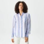 Nautica Kadın Mavi Standart Fit Uzun Kollu Çizgili Gömlek