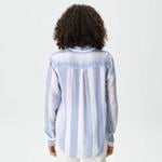 Nautica Kadın Mavi Standart Fit Uzun Kollu Çizgili Gömlek