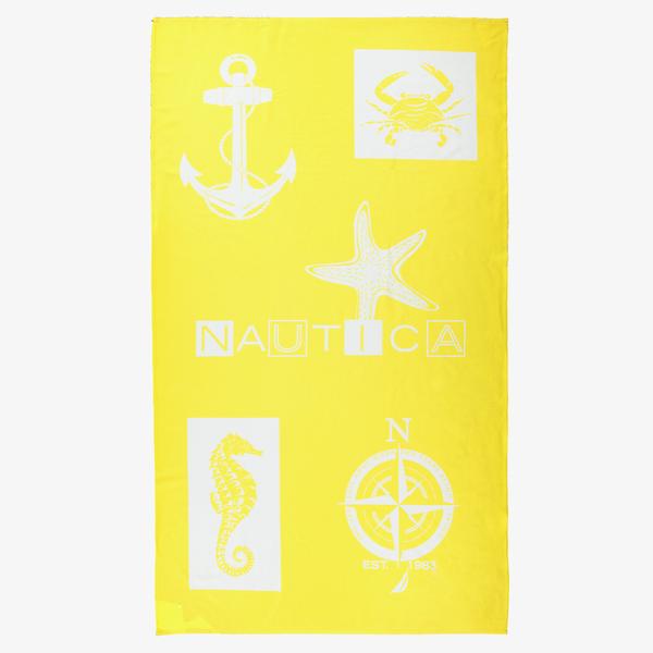Nautica Unisex Sarı Desenli Plaj Havlusu
