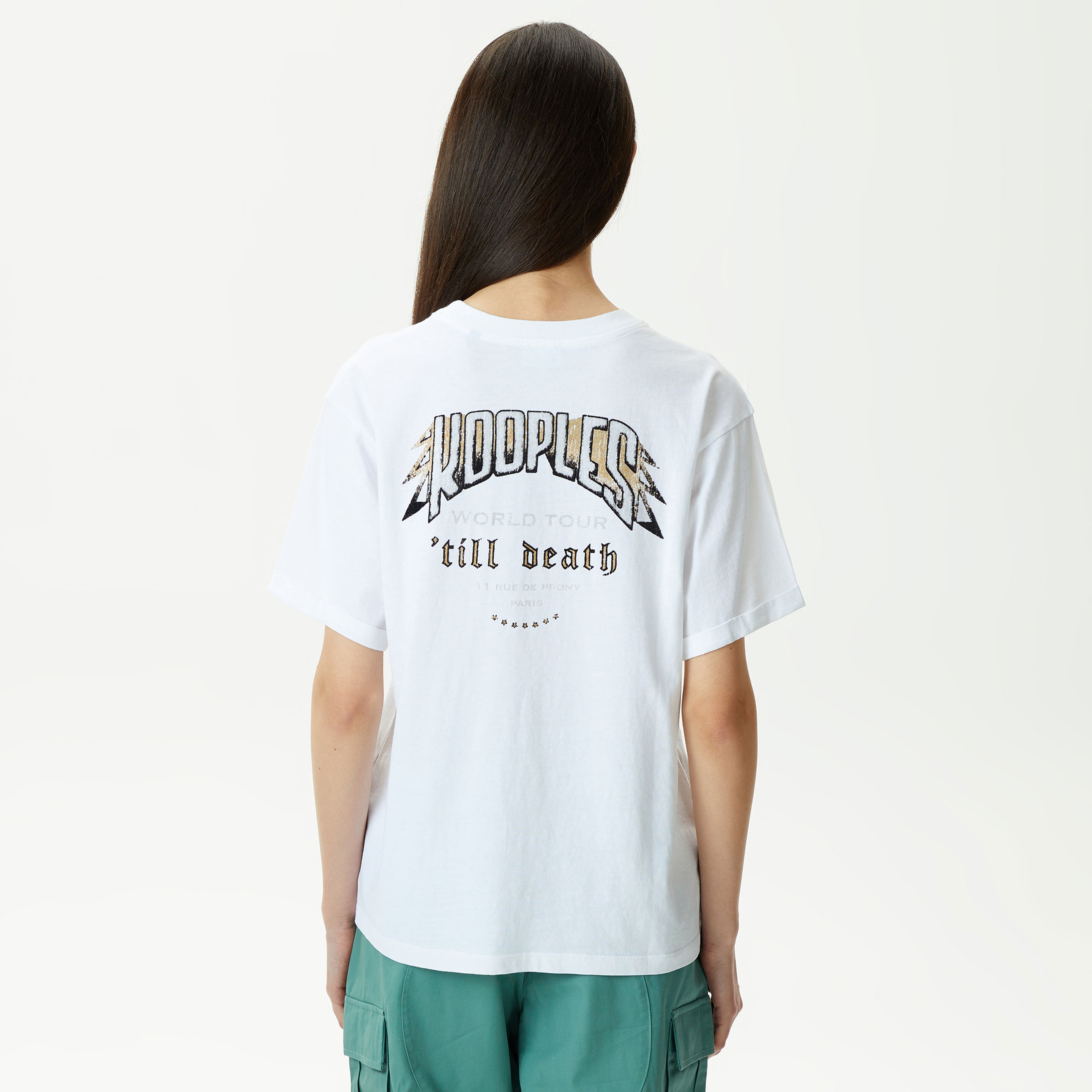 KADIN BASKILI BİSİKLET YAKA BEYAZ T-SHIRT