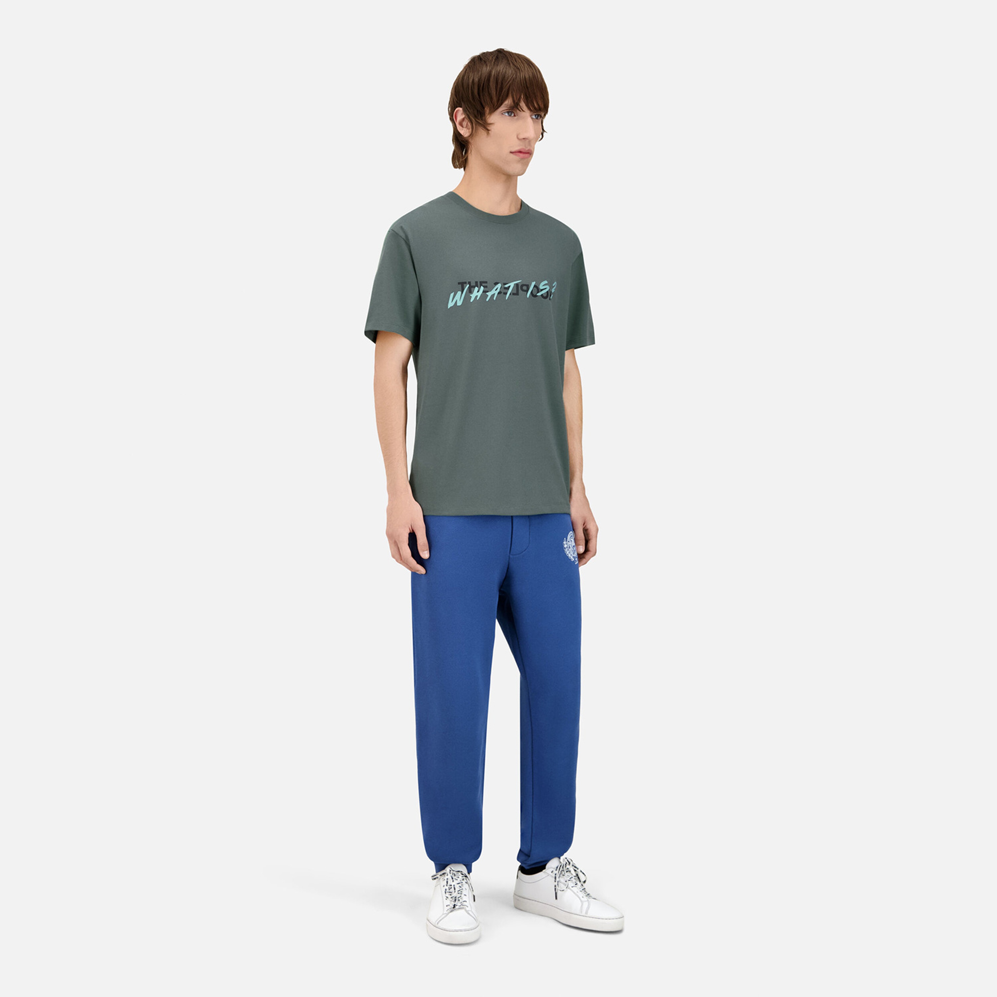 ERKEK BASKILI BİSİKLET YAKA YEŞİL  T-SHIRT