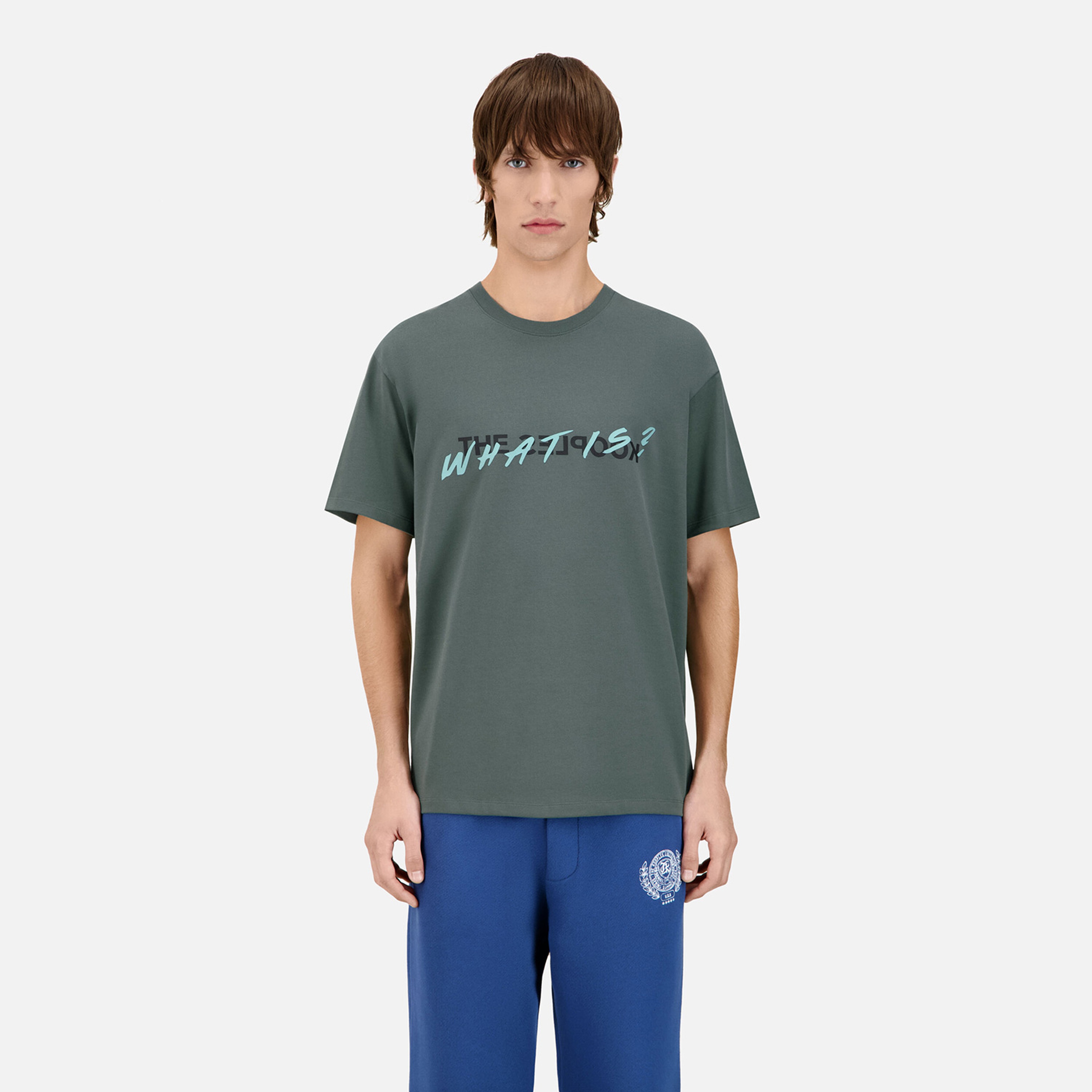 ERKEK BASKILI BİSİKLET YAKA YEŞİL  T-SHIRT