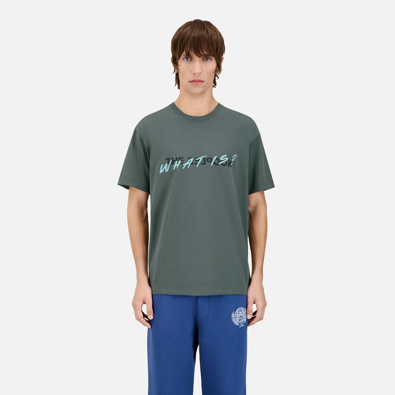 ERKEK BASKILI BİSİKLET YAKA YEŞİL  T-SHIRT