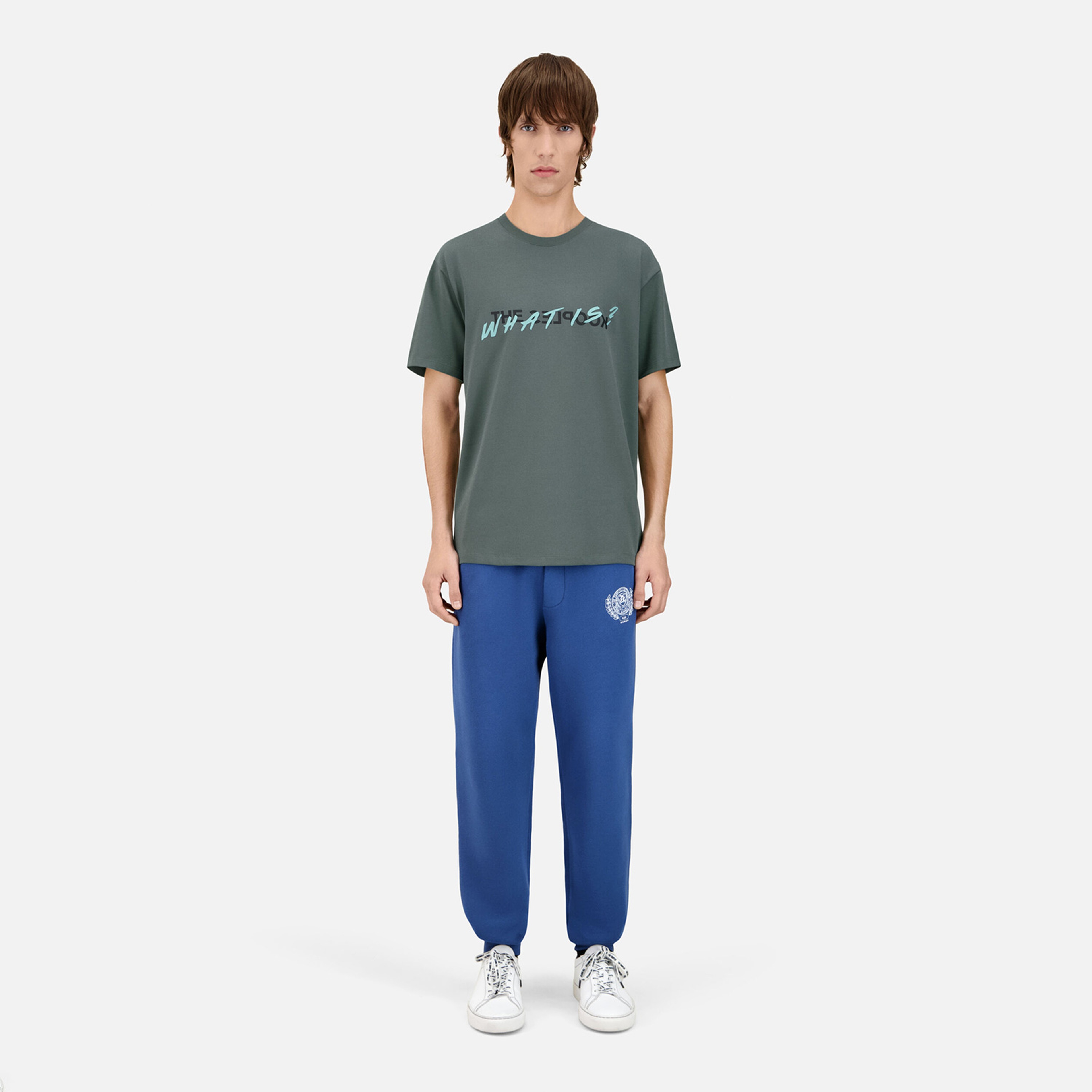 ERKEK BASKILI BİSİKLET YAKA YEŞİL  T-SHIRT