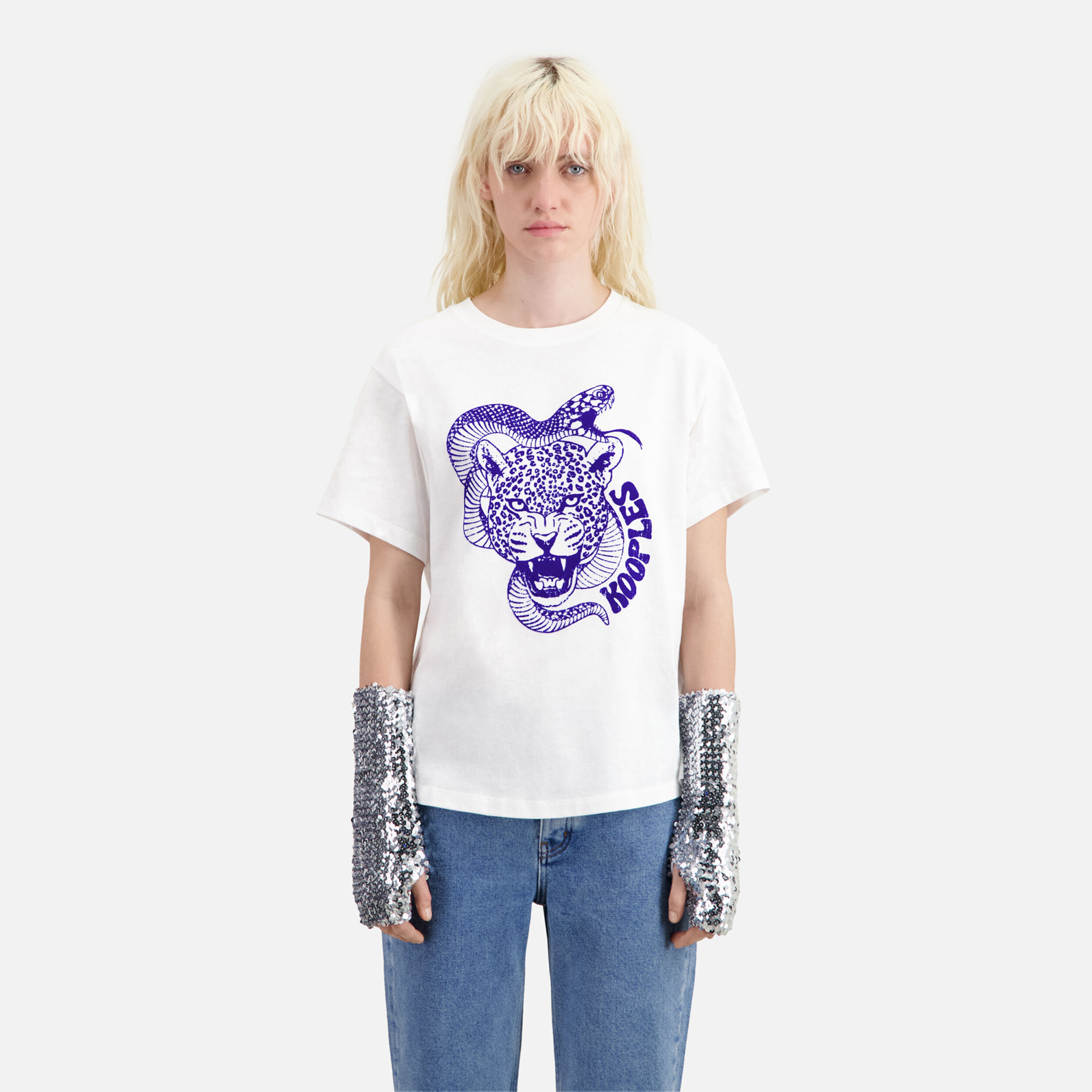 KADIN BASKILI BİSİKLET YAKA BEYAZ T-SHIRT