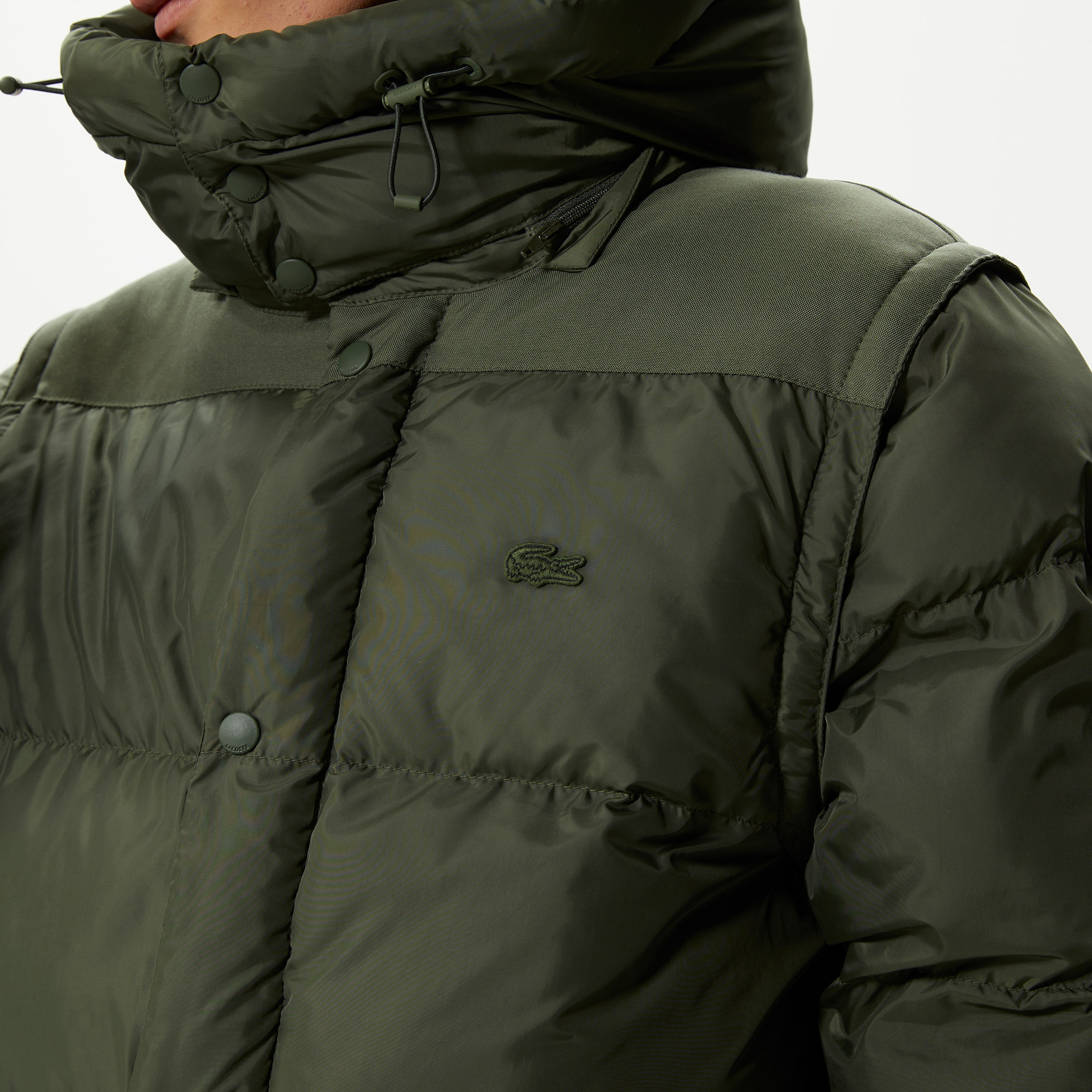 Erkek Kapüşonlu Kapitone Yeşil Mont