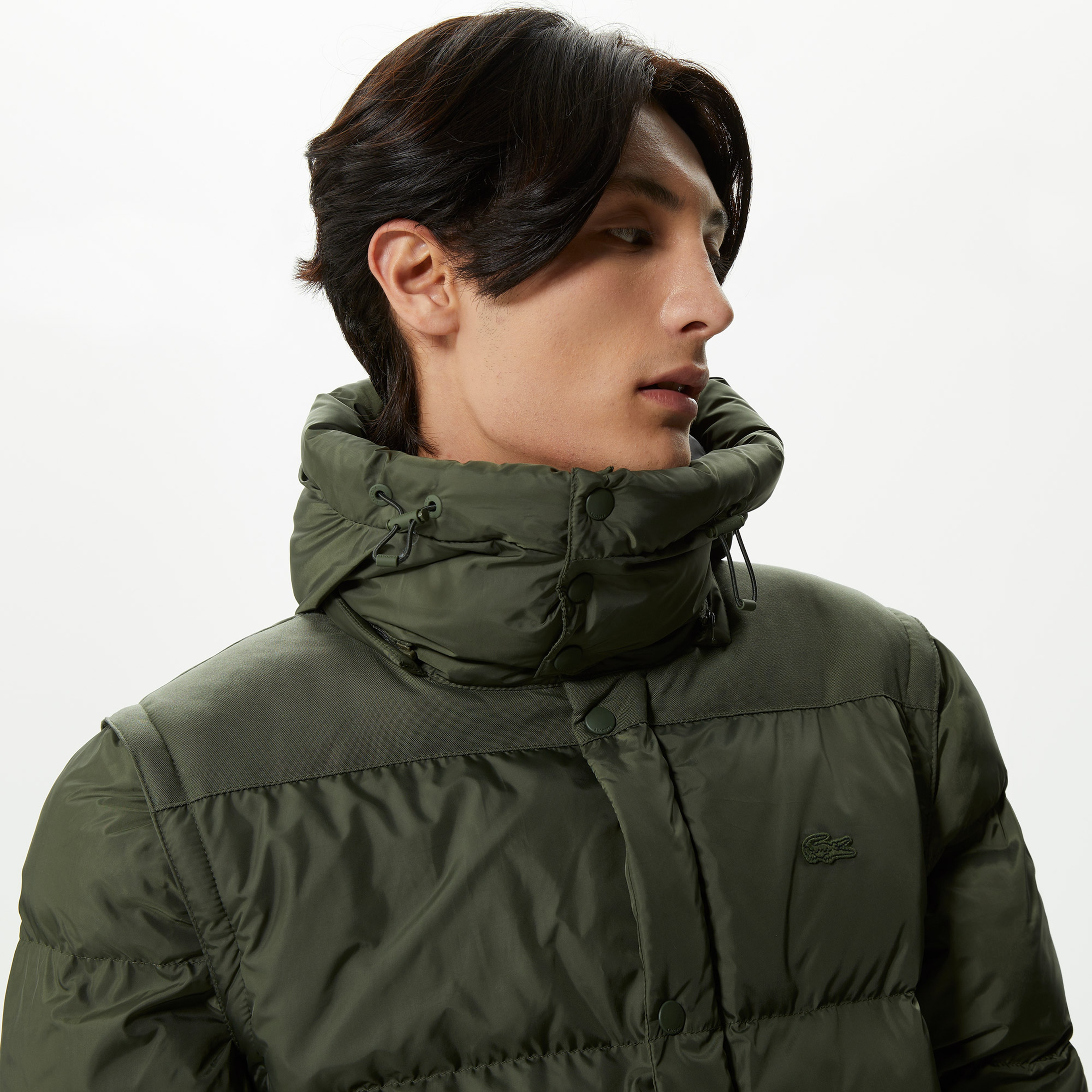 Erkek Kapüşonlu Kapitone Yeşil Mont