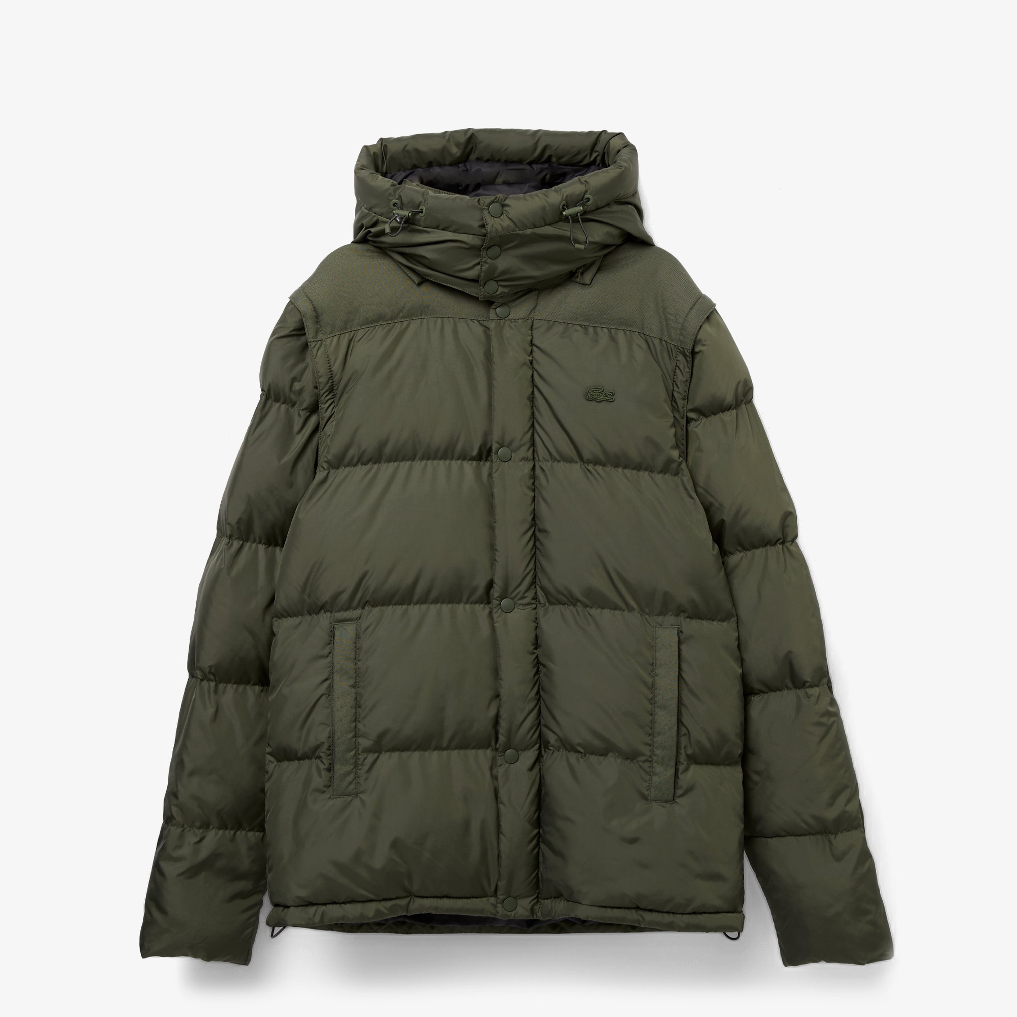 Erkek Kapüşonlu Kapitone Yeşil Mont