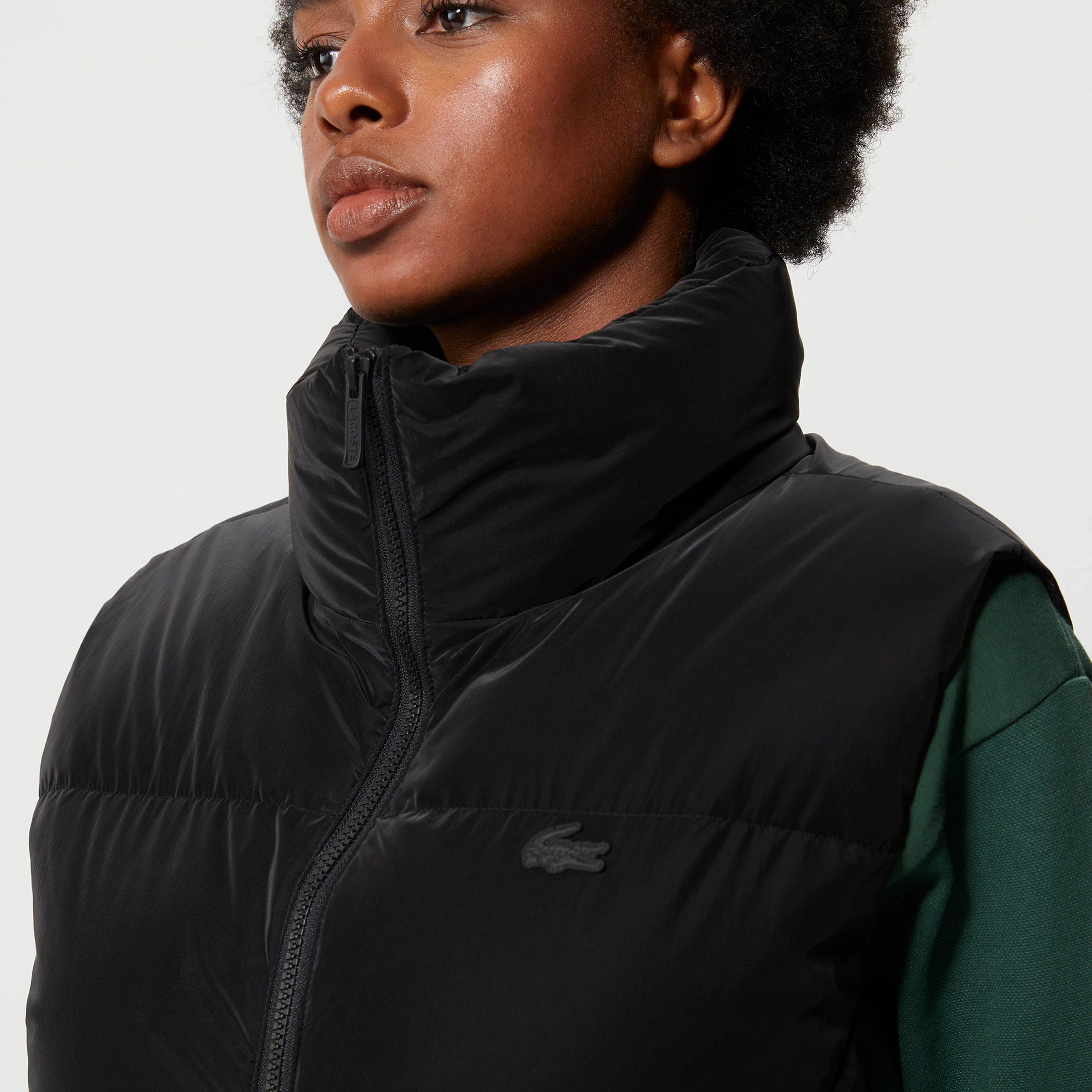 Kadın Dik Yaka Kapitone Siyah Yelek