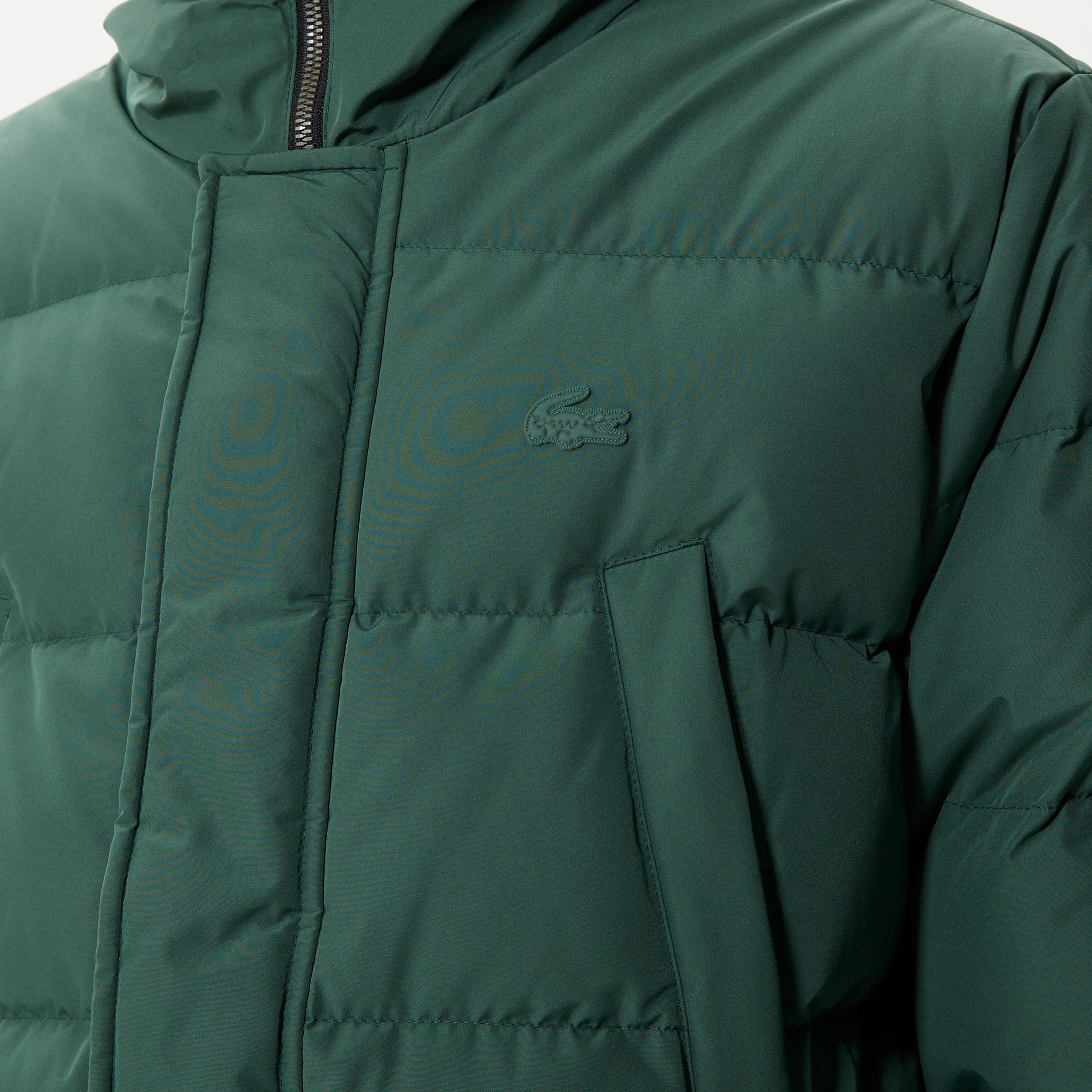 Lacoste Erkek Kapüşonlu Kapitone Yeşil Şişme Mont