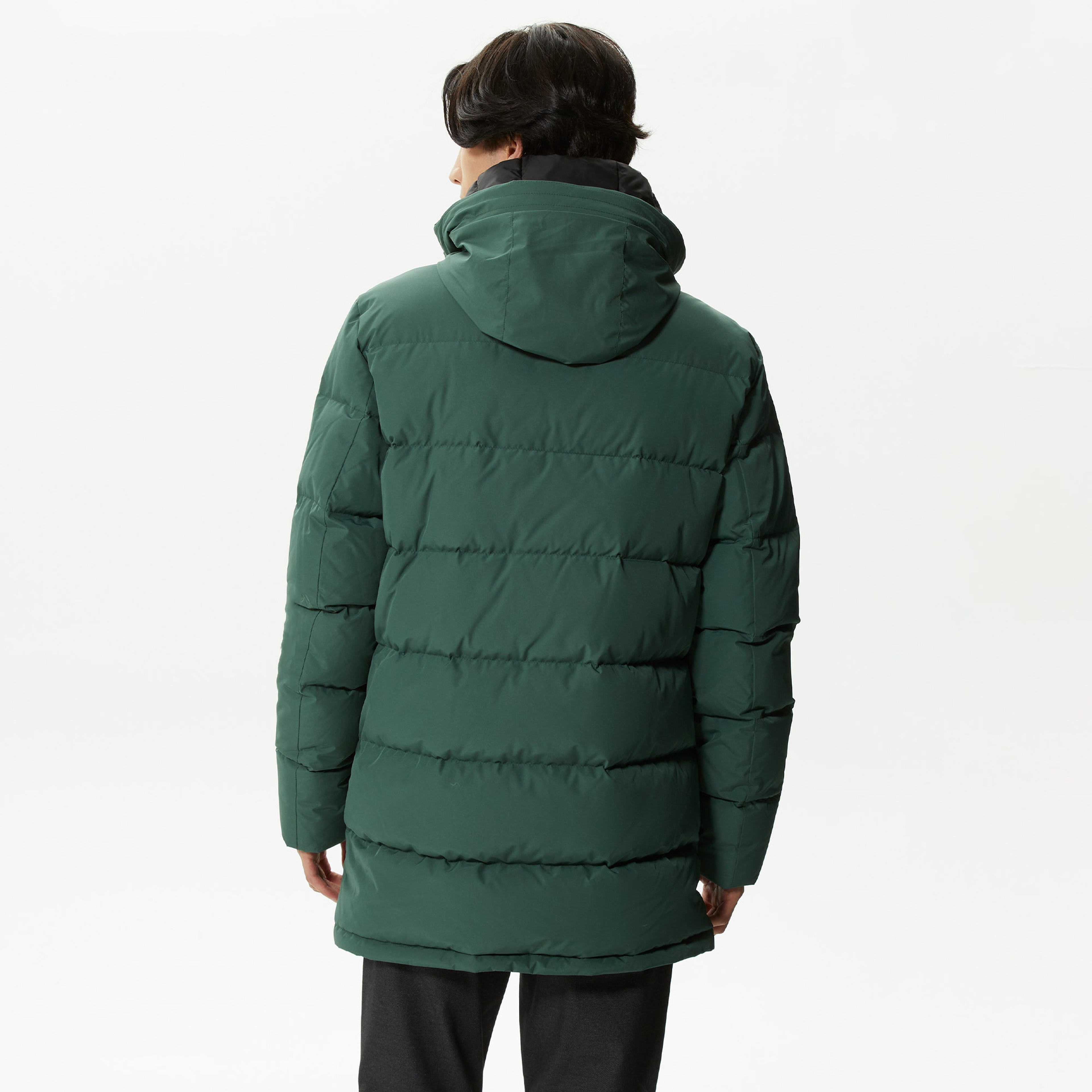 Lacoste Erkek Kapüşonlu Kapitone Yeşil Şişme Mont