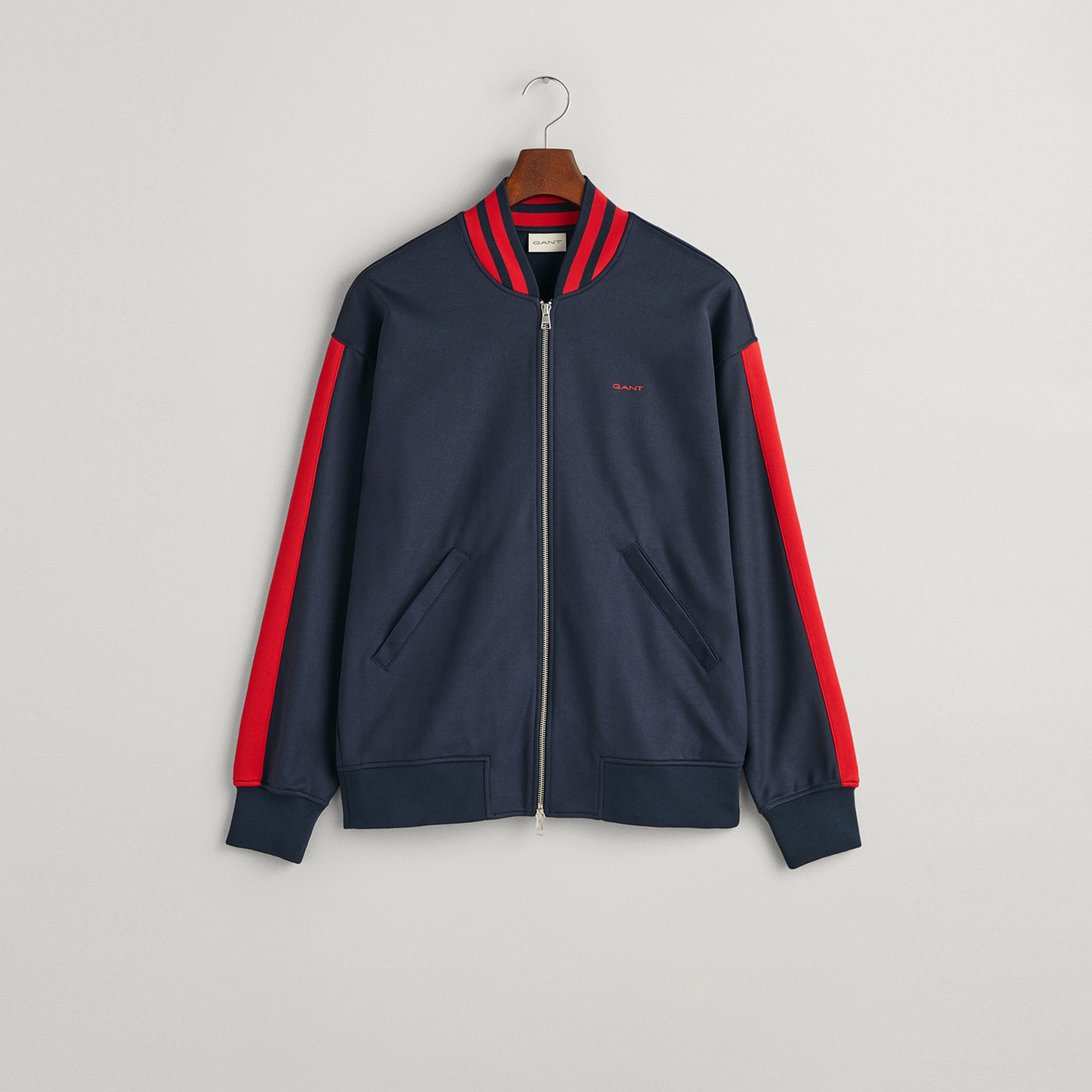 GANT Erkek Lacivert Regular Fit Fermuarlı Logolu Sweatshirt