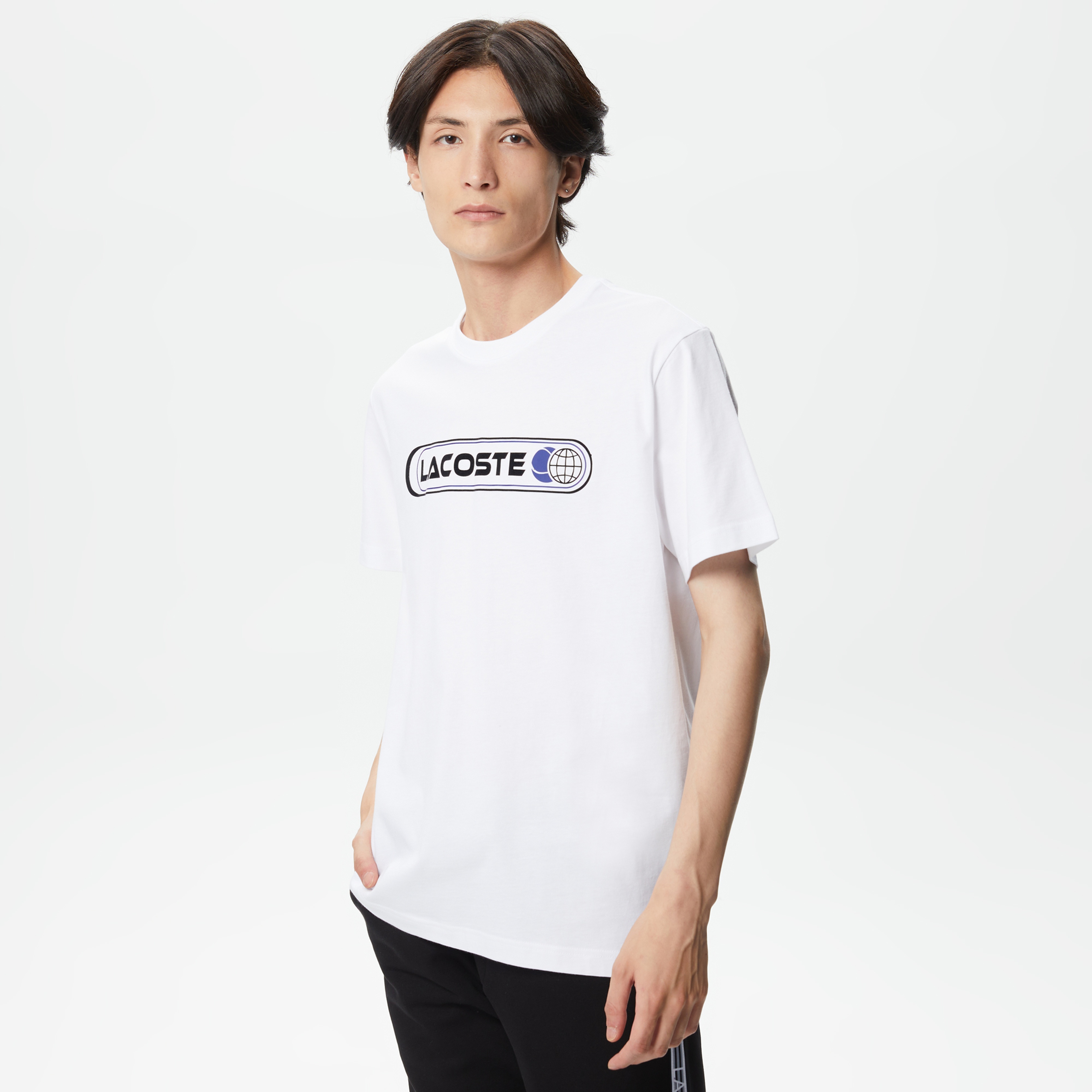 Lacoste Erkek Regular Fit Bisiklet Yaka Baskılı Mavi T-Shirt