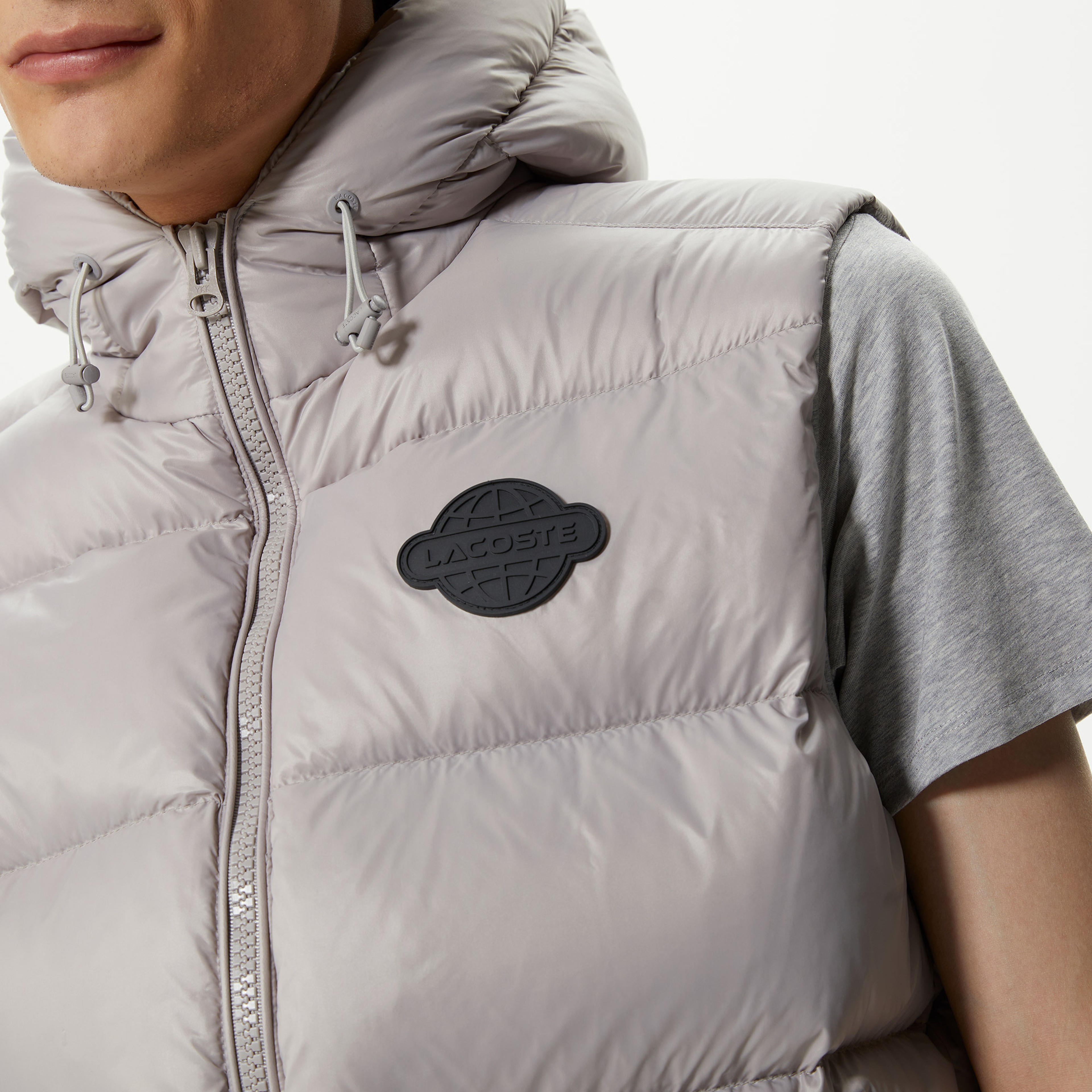 Lacoste Erkek Kapüşonlu Gri Yelek