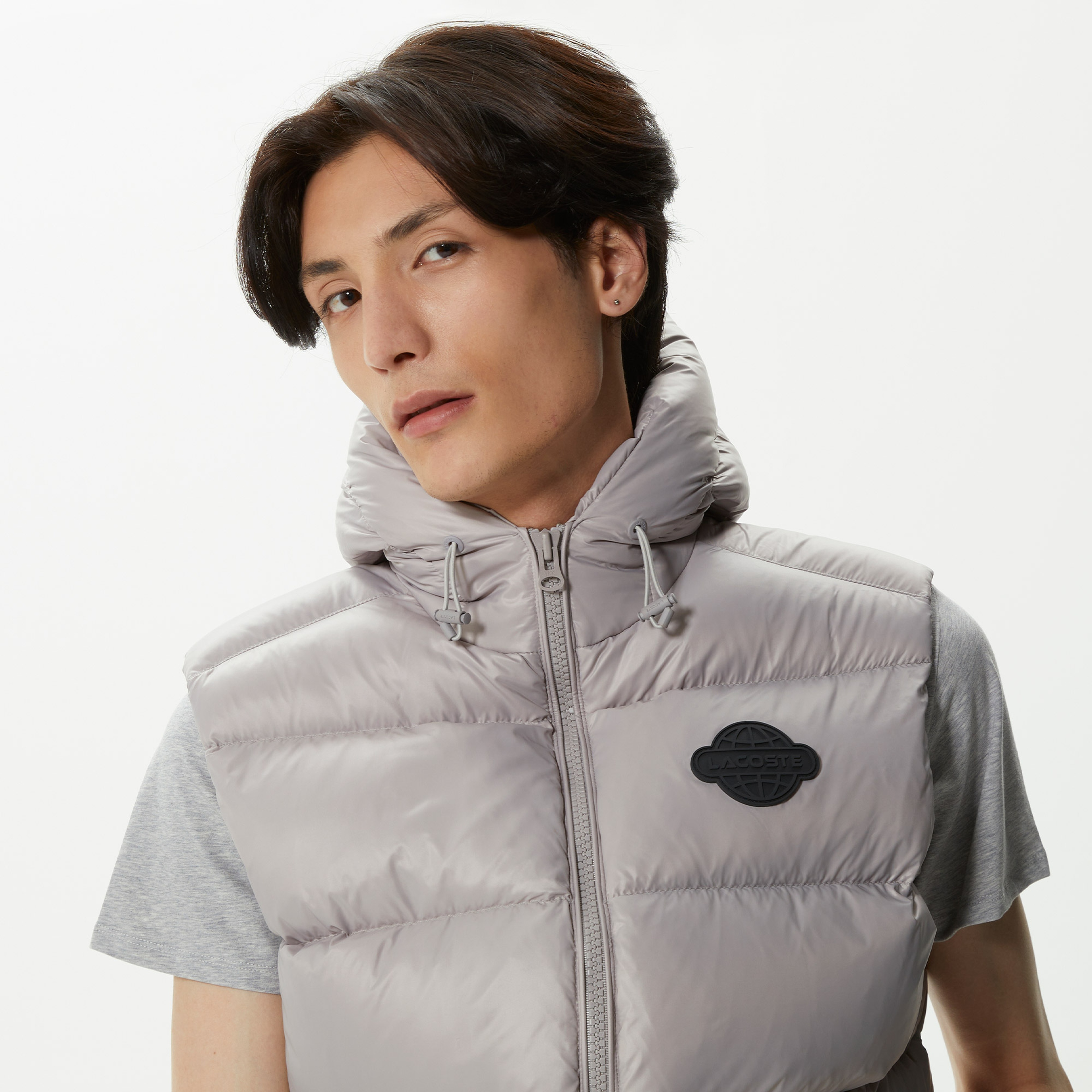 Lacoste Erkek Kapüşonlu Gri Yelek