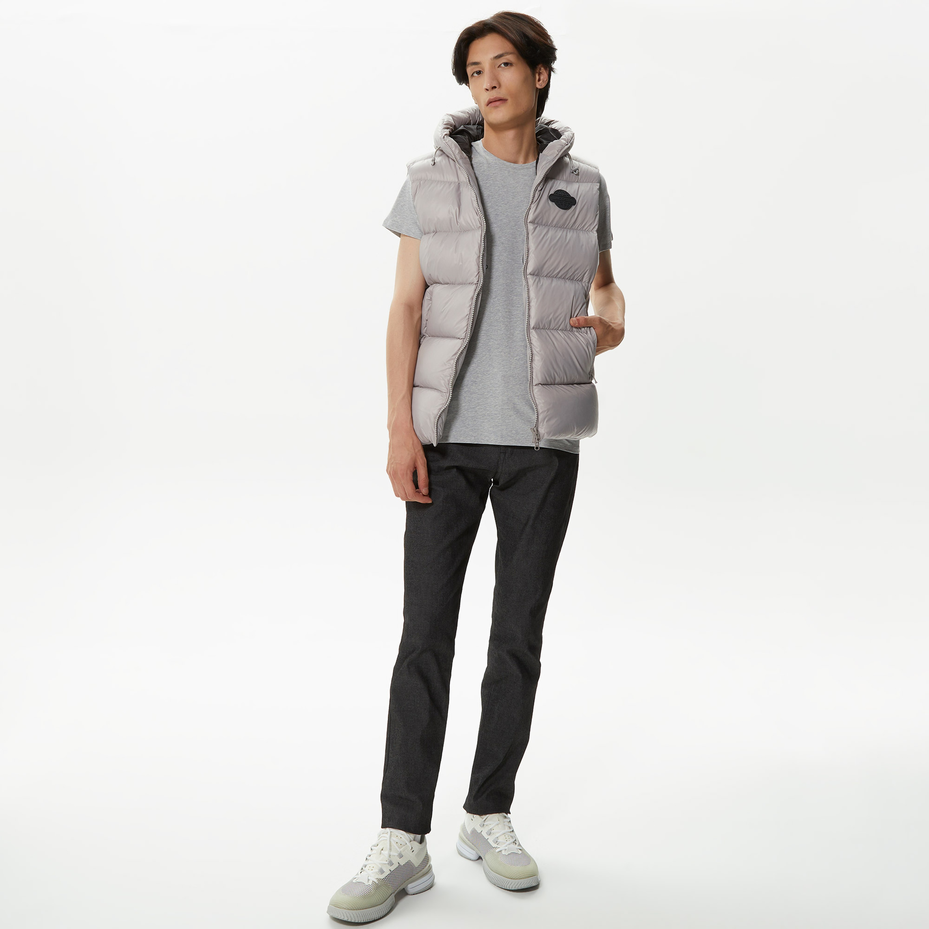 Lacoste Erkek Kapüşonlu Gri Yelek