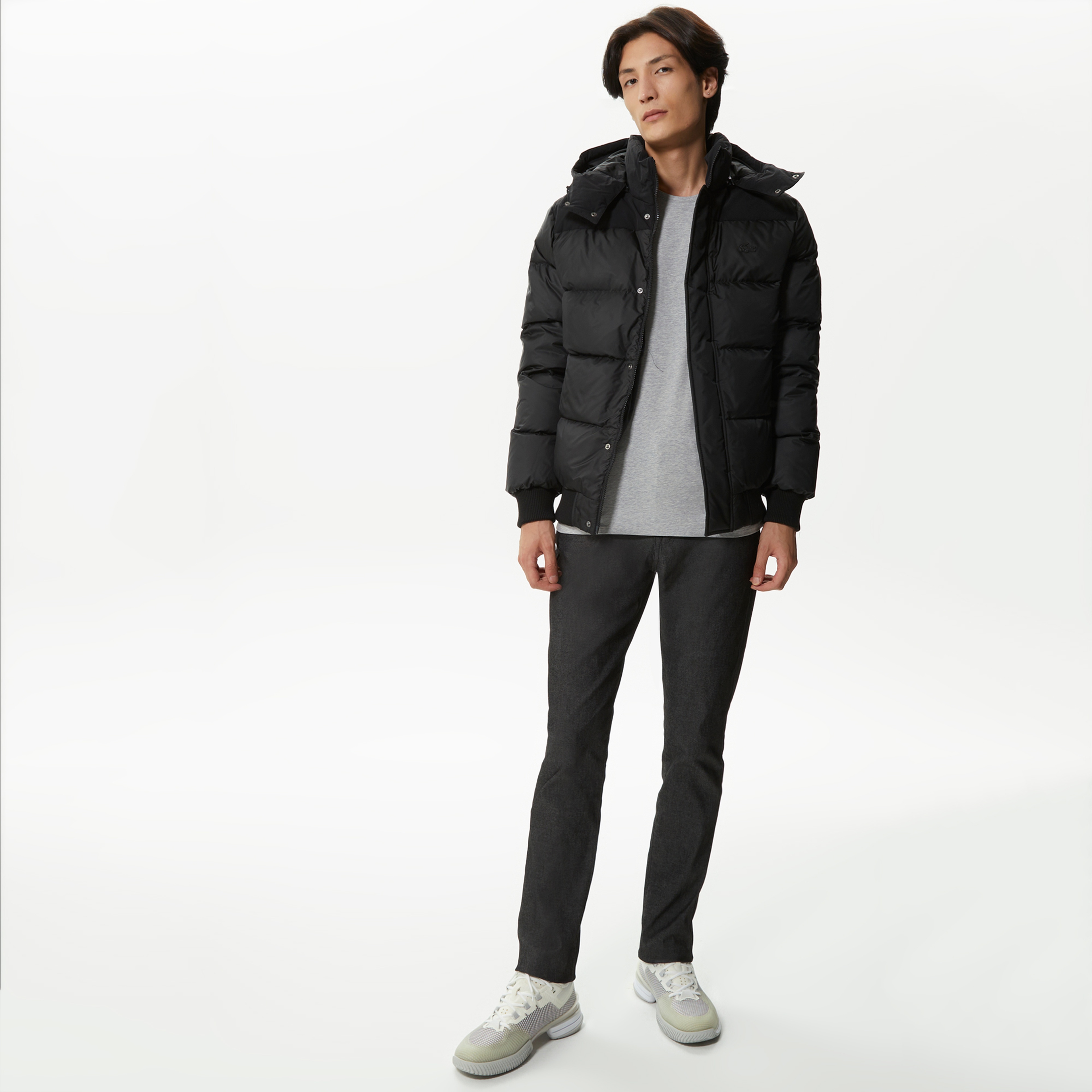 Erkek Kapüşonlu Siyah Mont