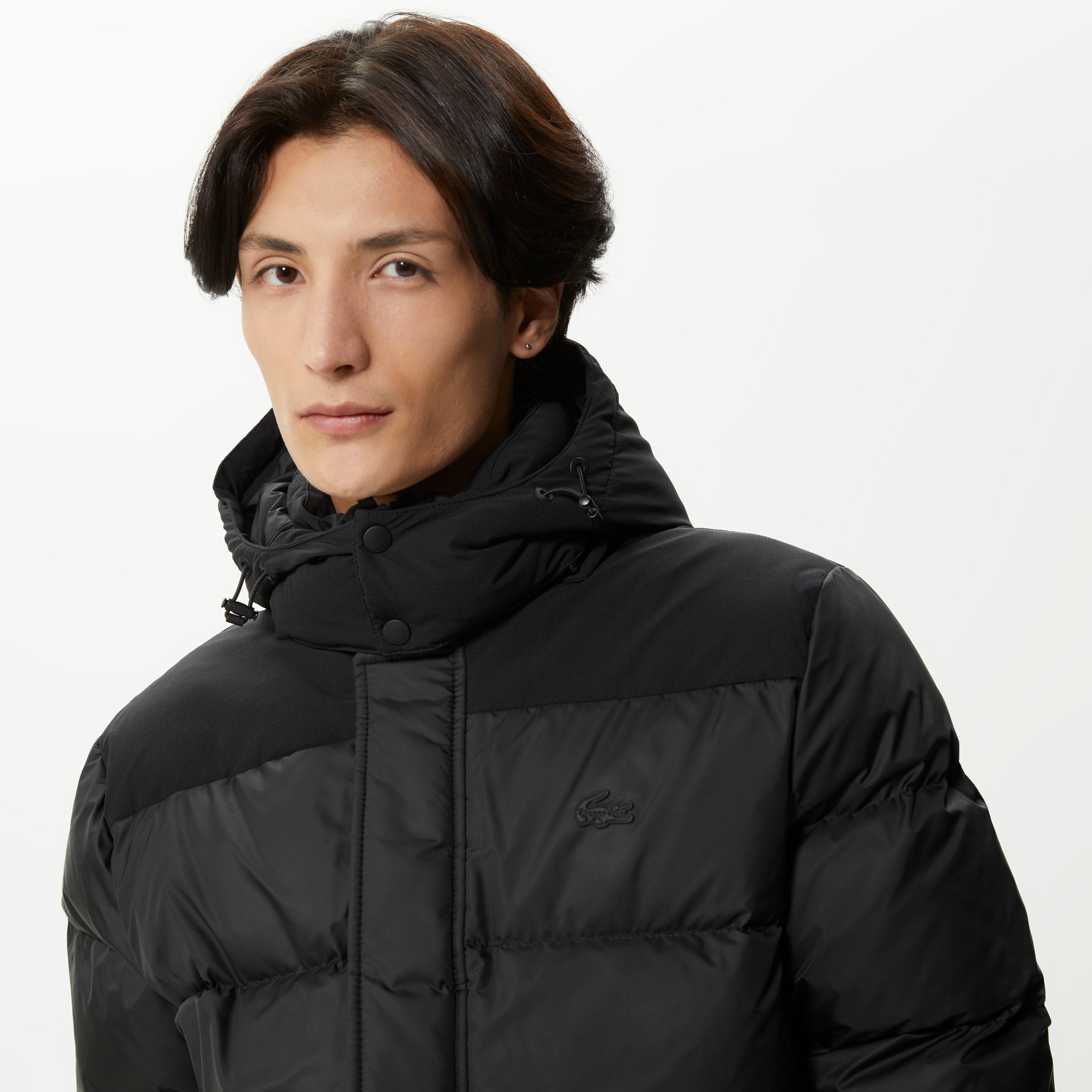 Erkek Kapüşonlu Siyah Mont