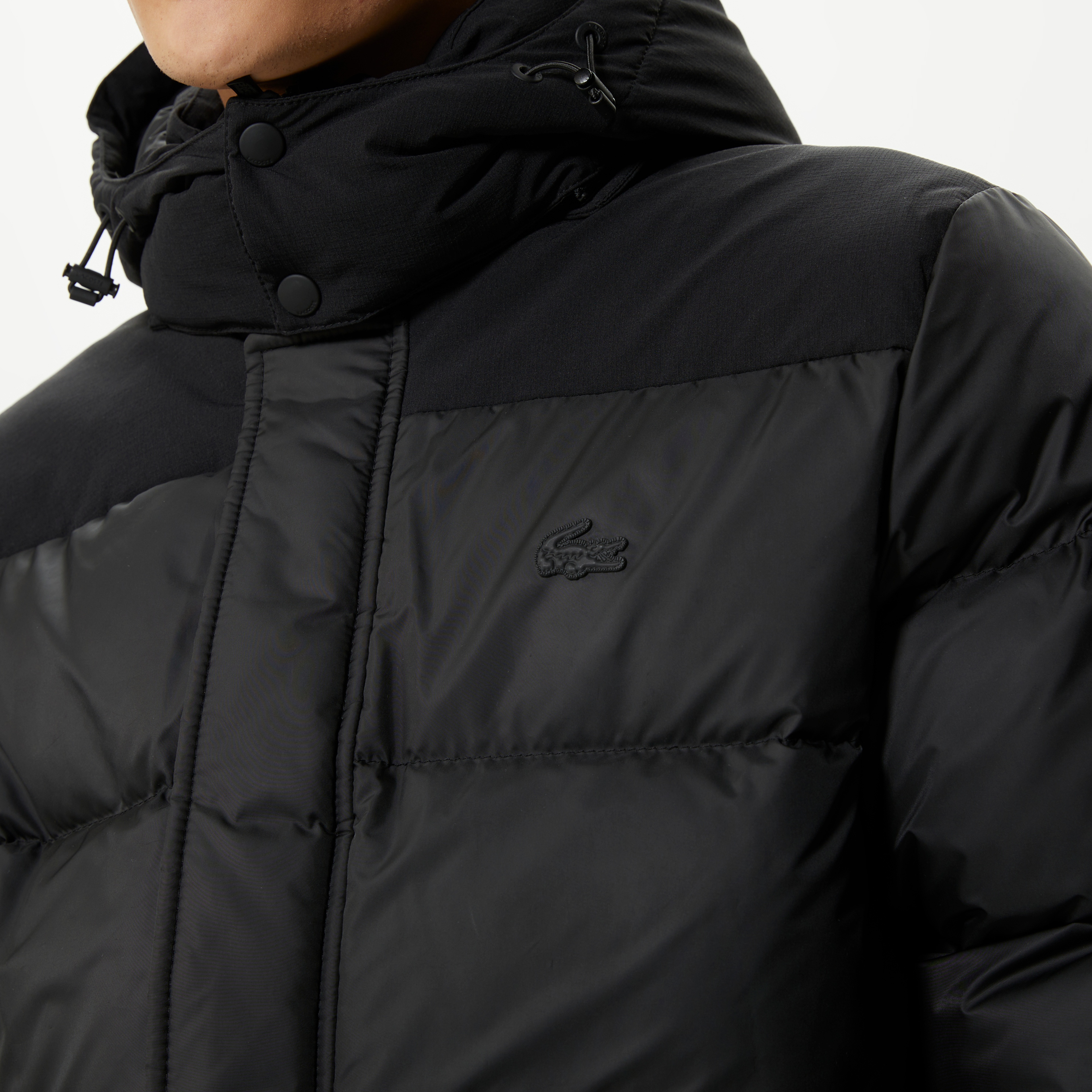 Erkek Kapüşonlu Siyah Mont