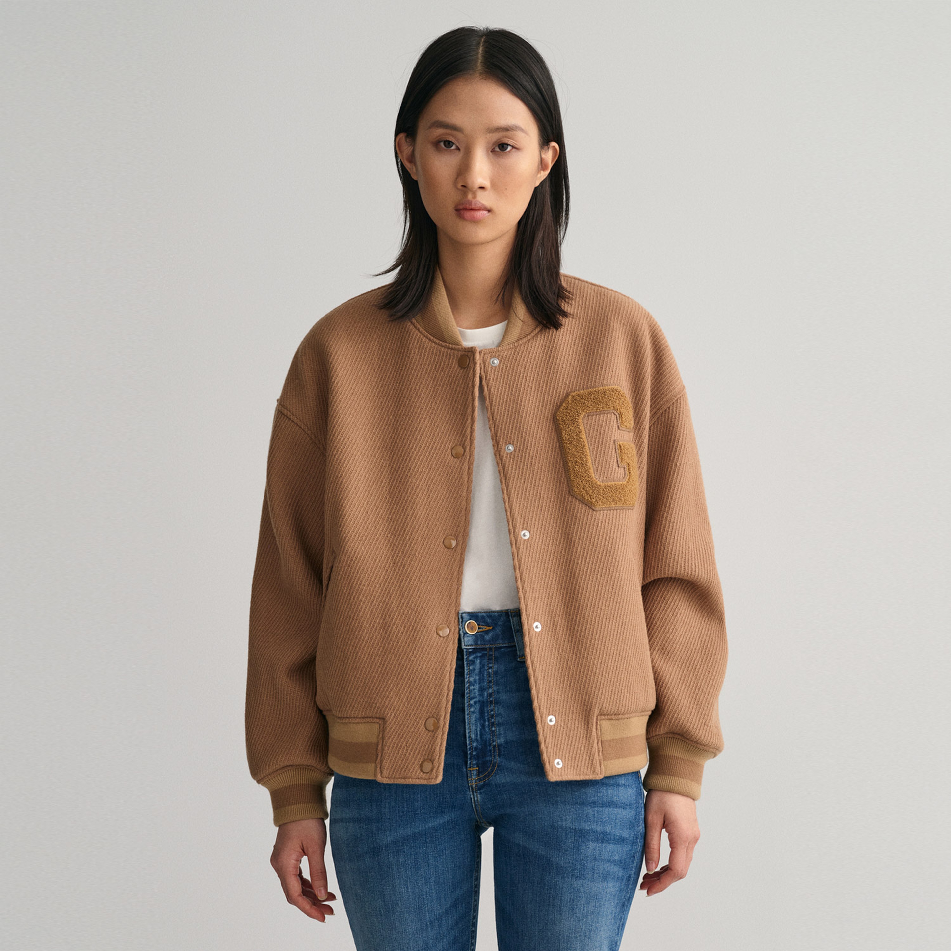 GANT Kadın Kahverengi Hakim Yaka Bomber Ceket