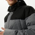 Lacoste Erkek Kapüşonlu Kapitone Renk Bloklu Gri Mont