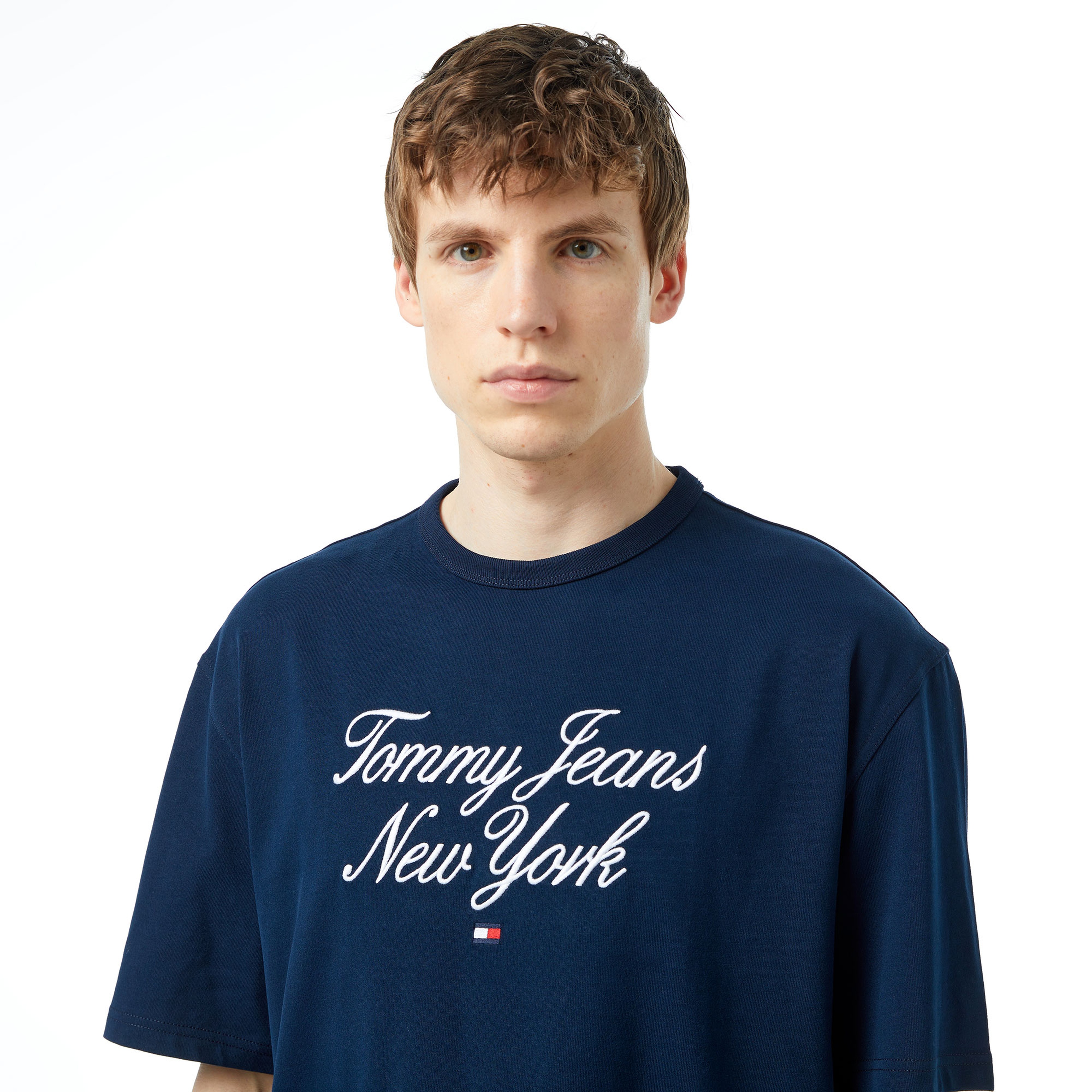 Tommy Jeans Ovz Luxe Serif Tj Ny Erkek Mavi T-Shirt