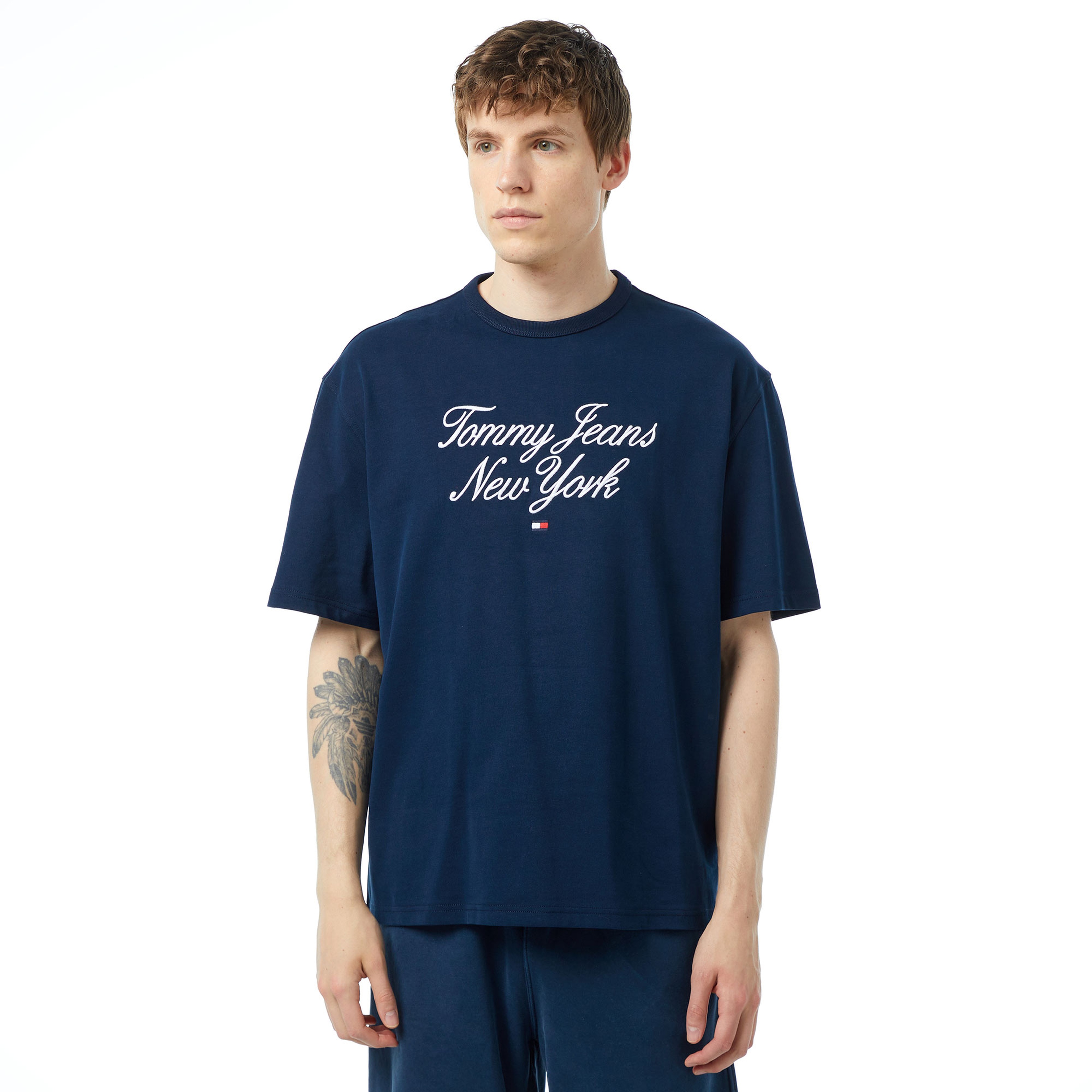 Tommy Jeans Ovz Luxe Serif Tj Ny Erkek Mavi T-Shirt