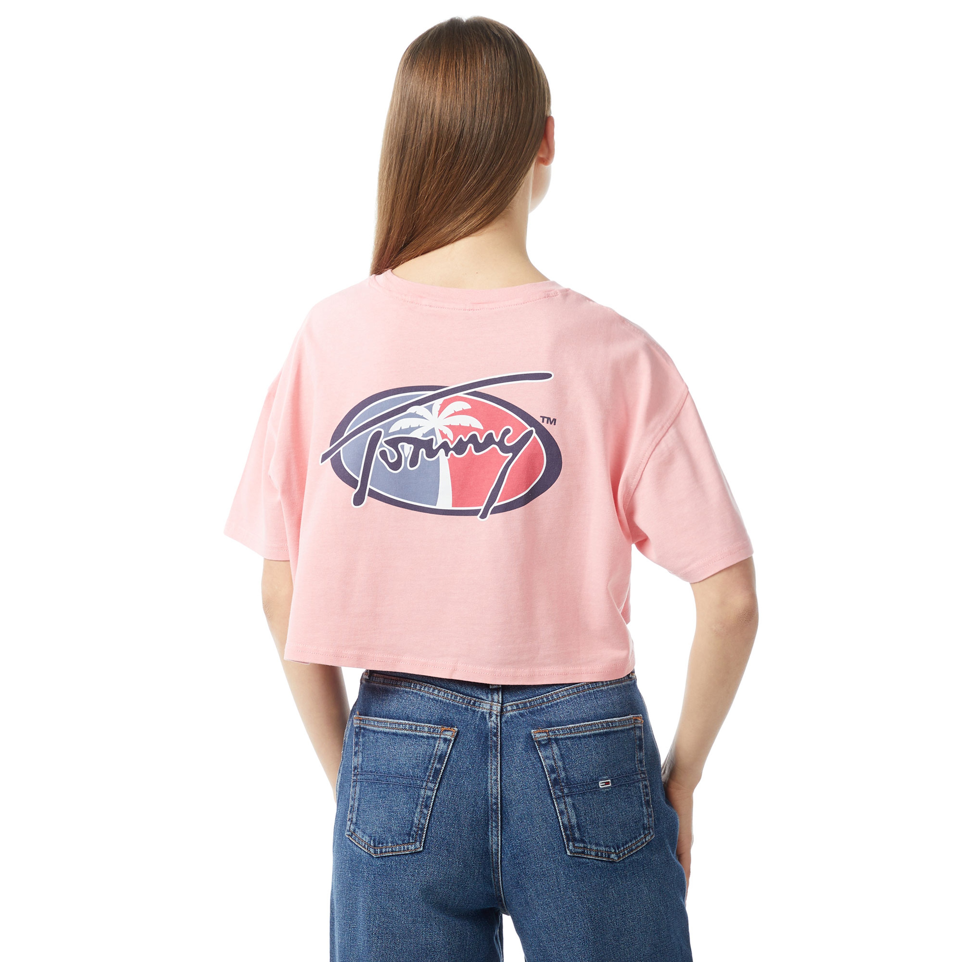 Tommy Jeans Ovs Crp Archive Ext Kadın Pembe Crop T-Shirt