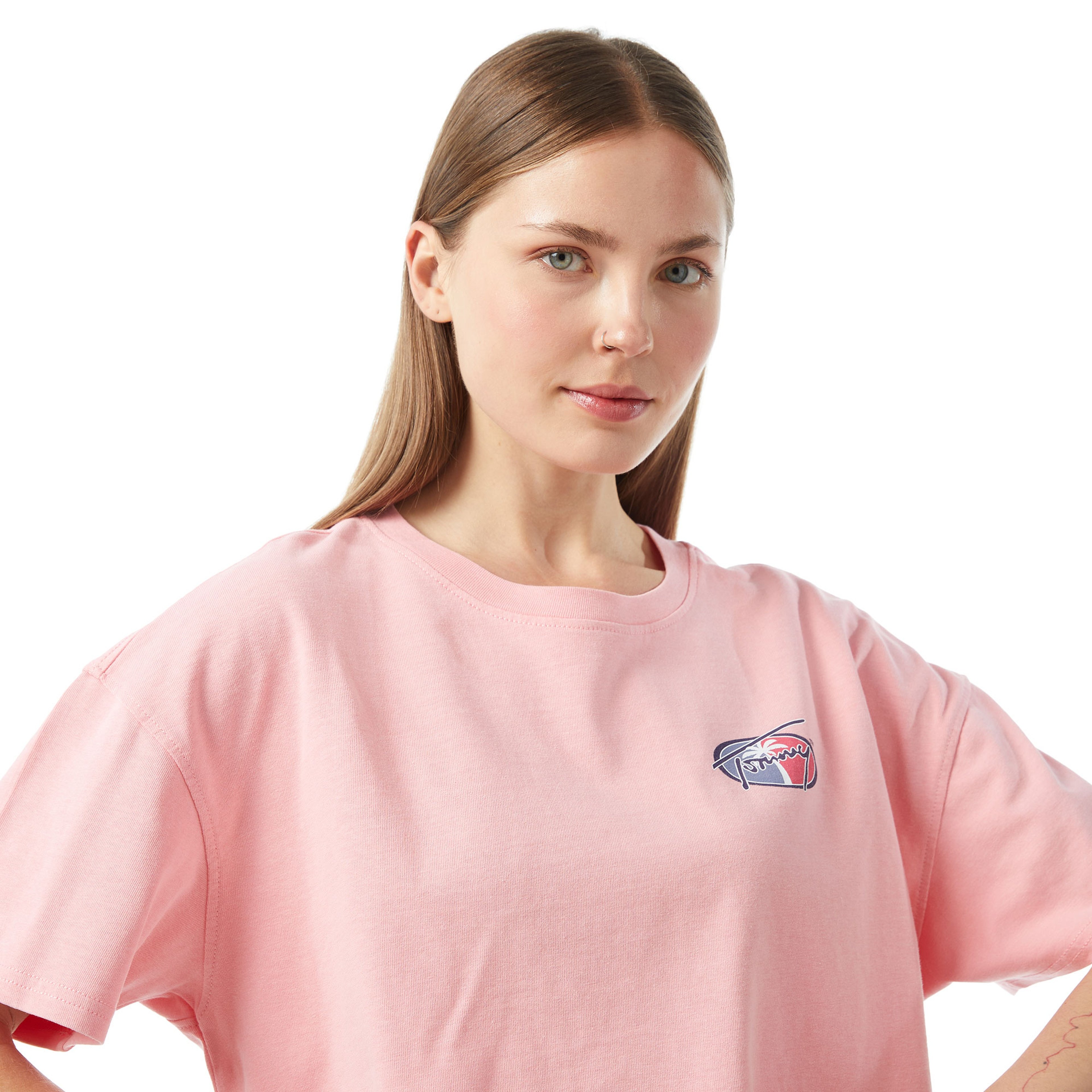 Tommy Jeans Ovs Crp Archive Ext Kadın Pembe Crop T-Shirt