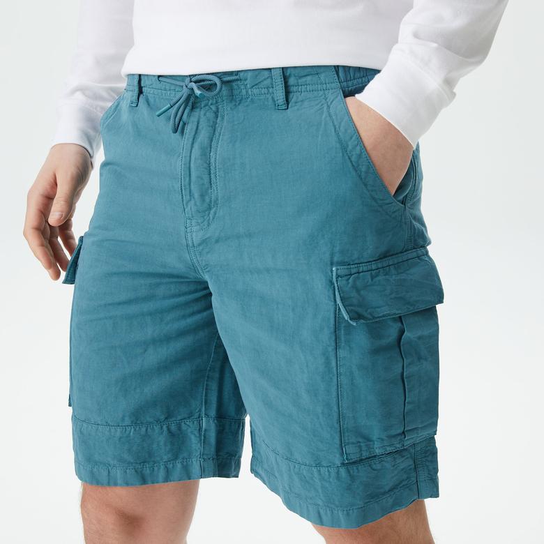Erkek Relaxed Fit Mavi Bermuda