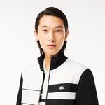 Erkek Regular Fit Dik Yaka Renk Bloklu Beyaz Sweatshirt