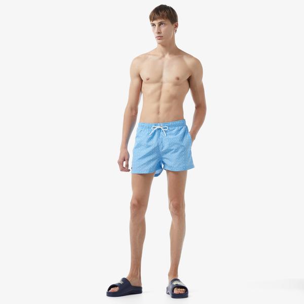 Erkek Desenli Mavi Mayo Şort