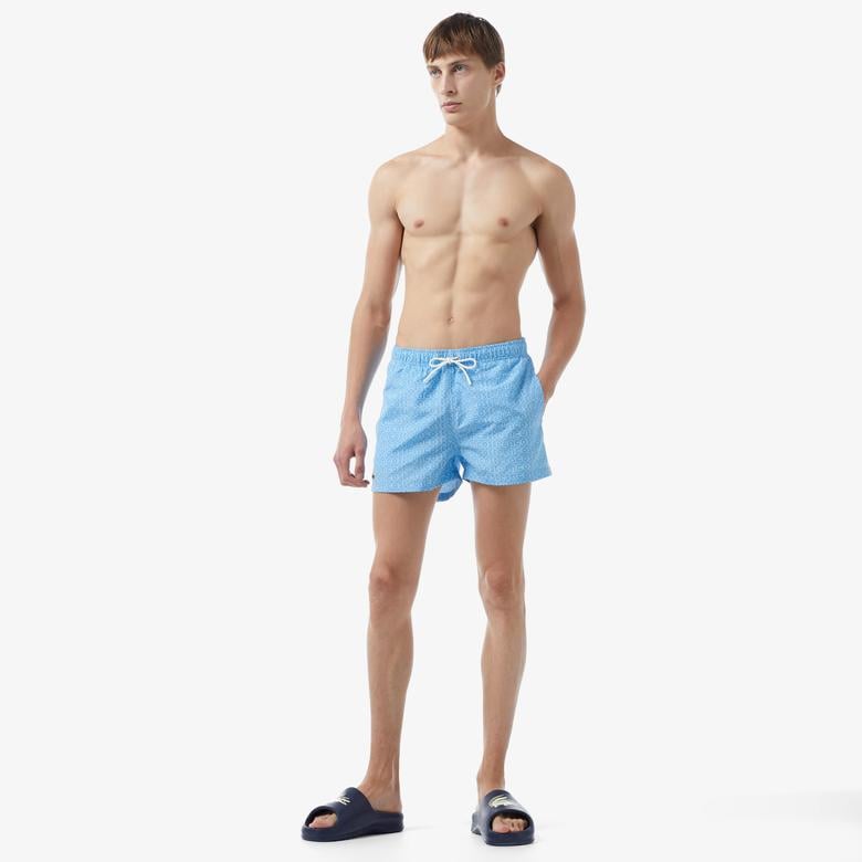 Erkek Desenli Mavi Mayo Şort