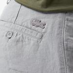 Erkek Slim Fit Keten Gri Bermuda