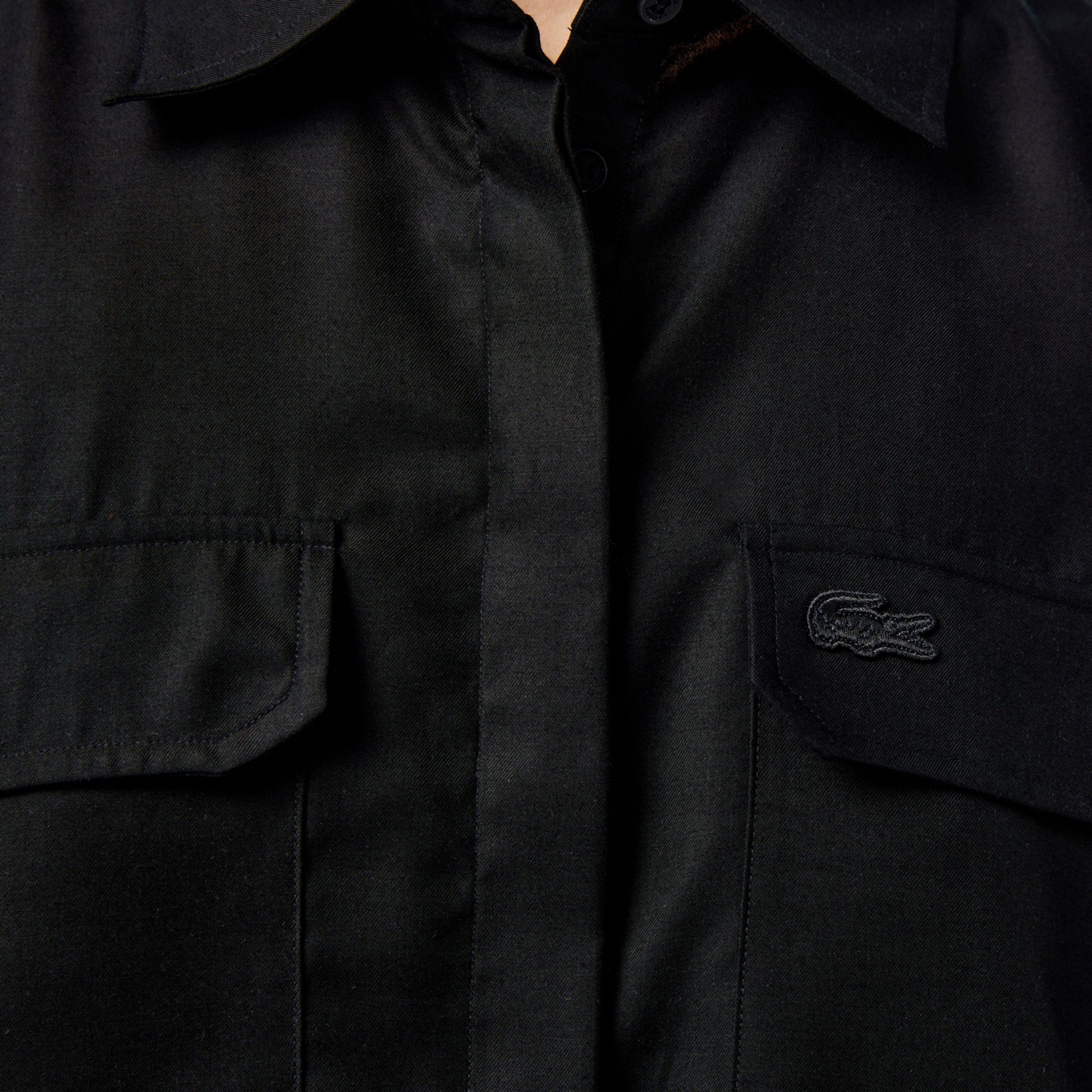 Kadın Relaxed Fit Kısa Kollu Siyah Gömlek