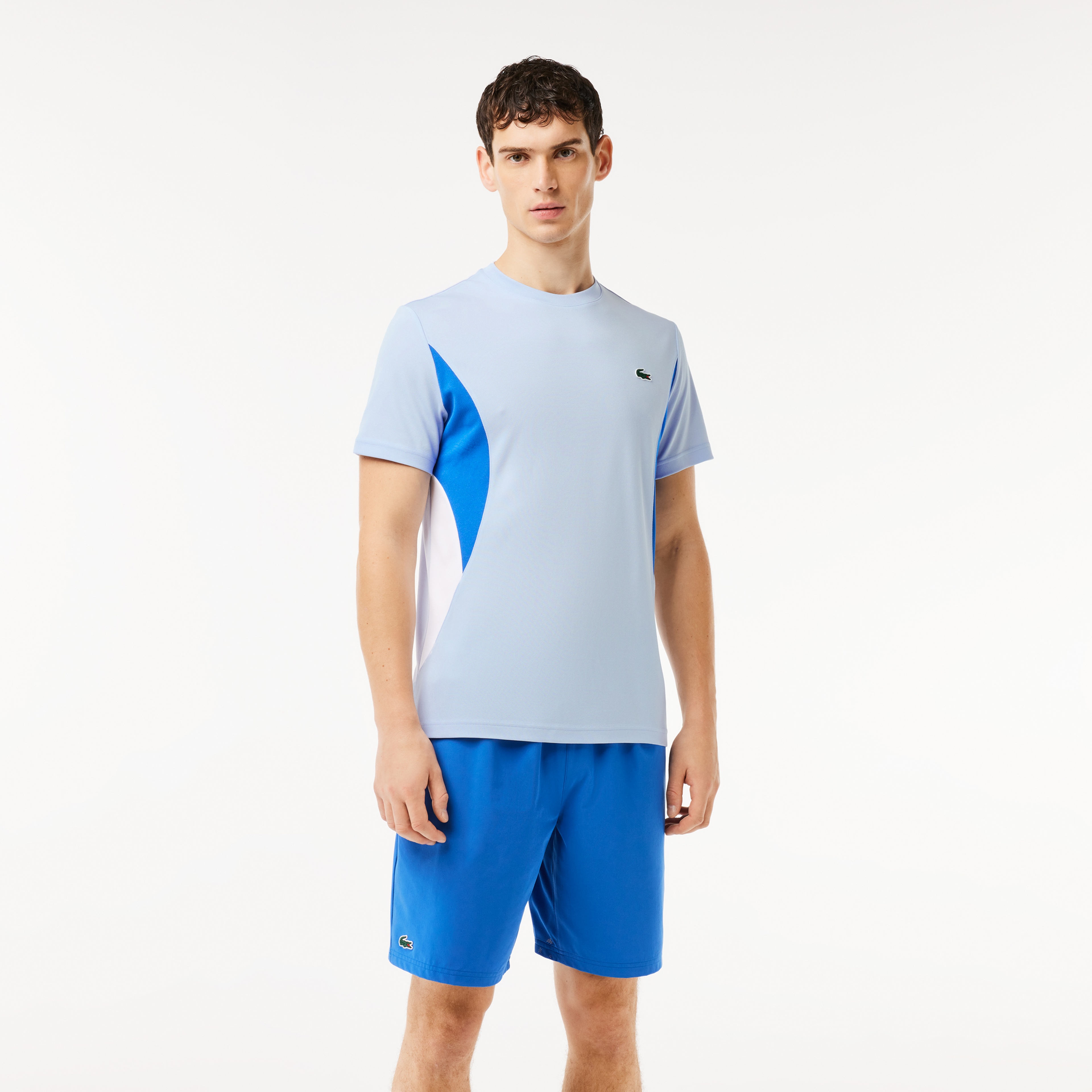 SPORT x Novak Djokovic Erkek Regular Fit Bisiklet Yaka Renk Bloklu Açık Mavi T-Shirt