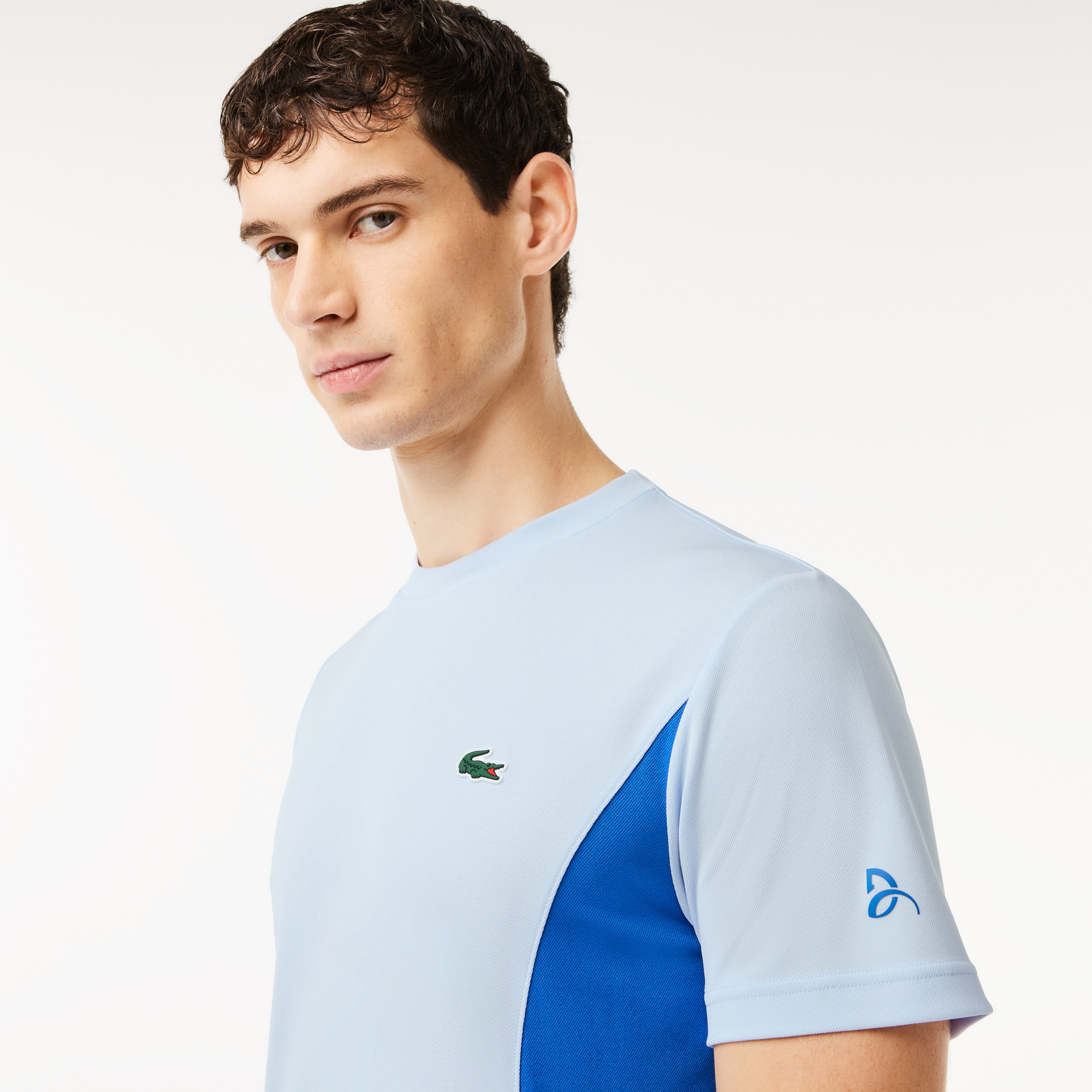 SPORT x Novak Djokovic Erkek Regular Fit Bisiklet Yaka Renk Bloklu Açık Mavi T-Shirt