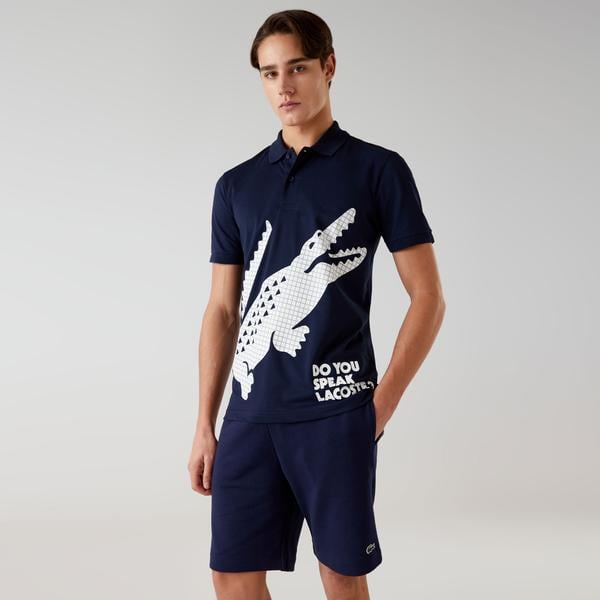 Erkek Regular Fit Baskılı Lacivert Polo